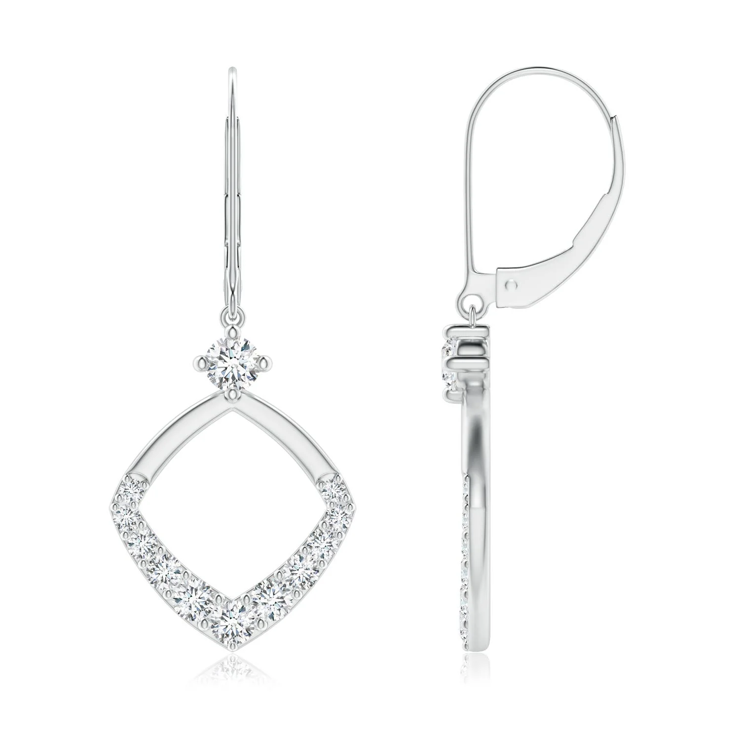 1.0 CTW V-Shaped Princess-Cut Diamond Stud Earrings in 18K White Gold - Image 5