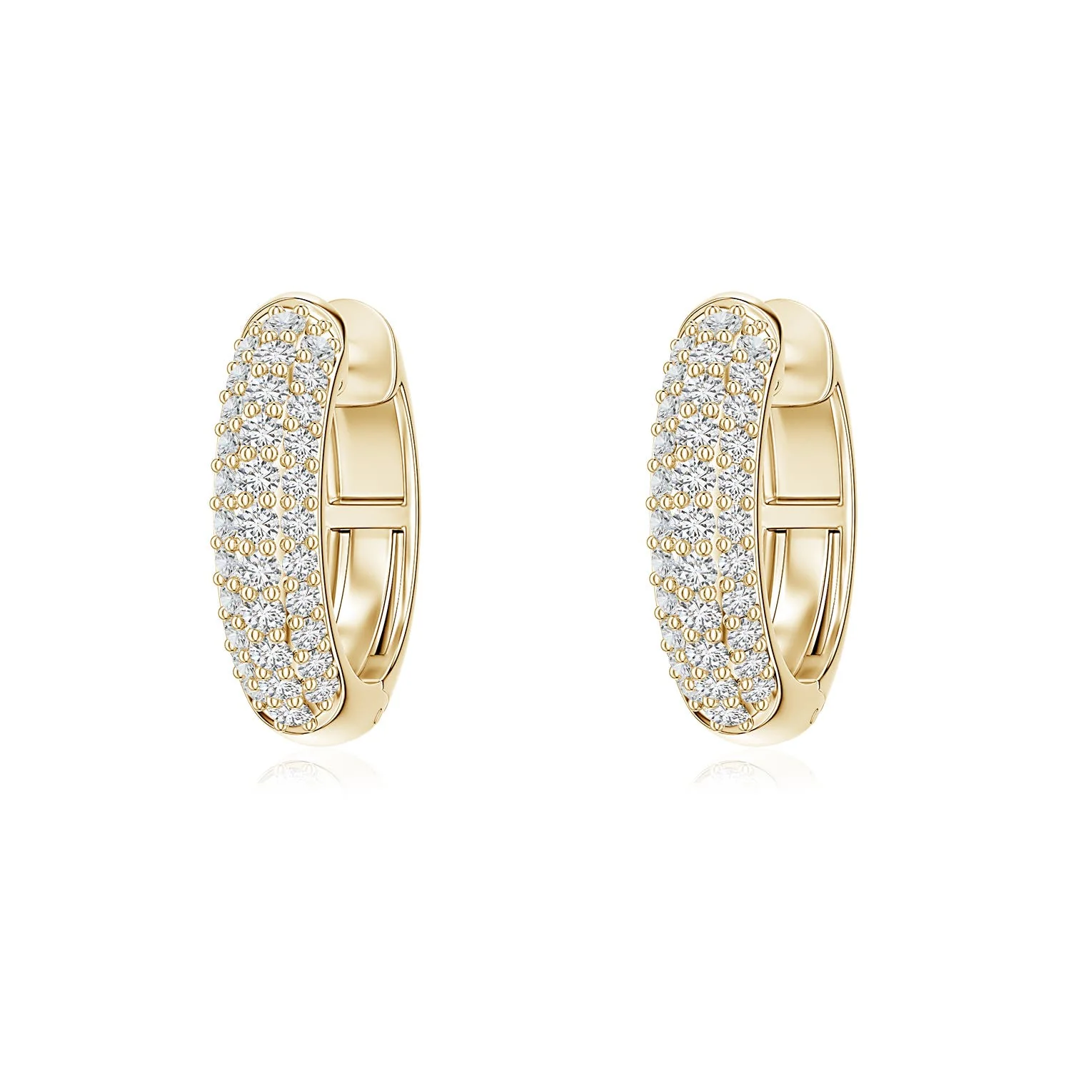 0.83 CTW Airline-Set Diamond Hinged Hoop Earrings in 14K Yellow Gold - Image 5