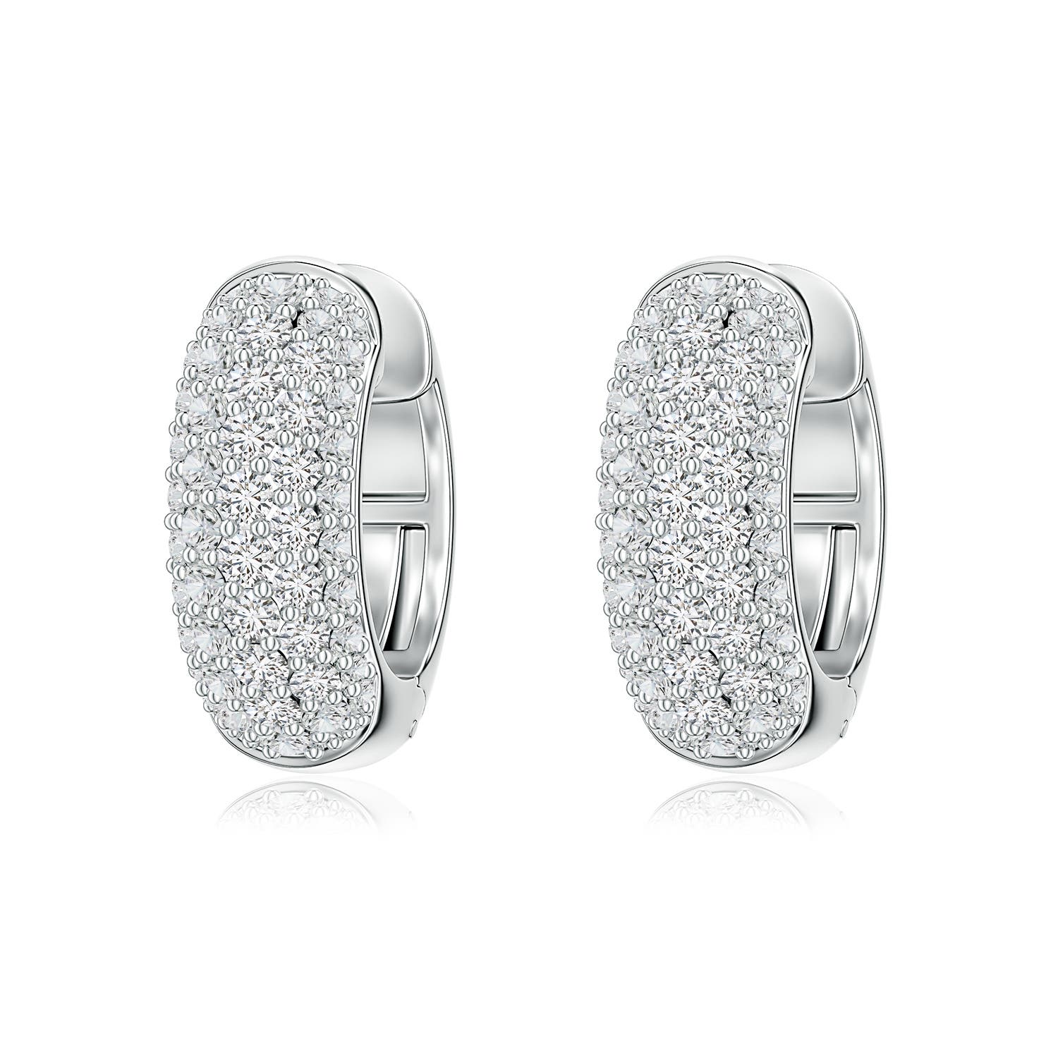 1.0 CTW Channel-Set Diamond Hoop Earrings in 14K White Gold - Image 6