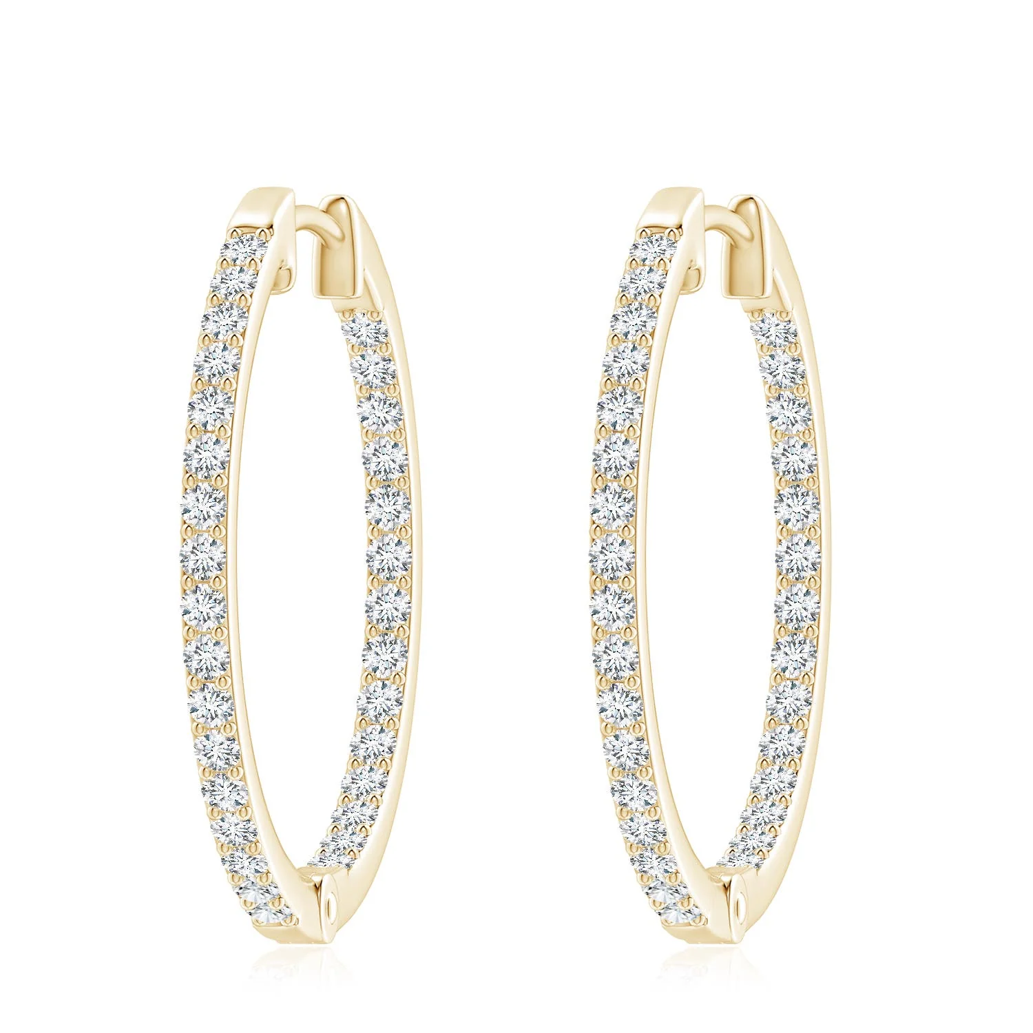 3.0 CTW Channel-Set Diamond Hoop Earrings in 14K Yellow Gold - Image 6