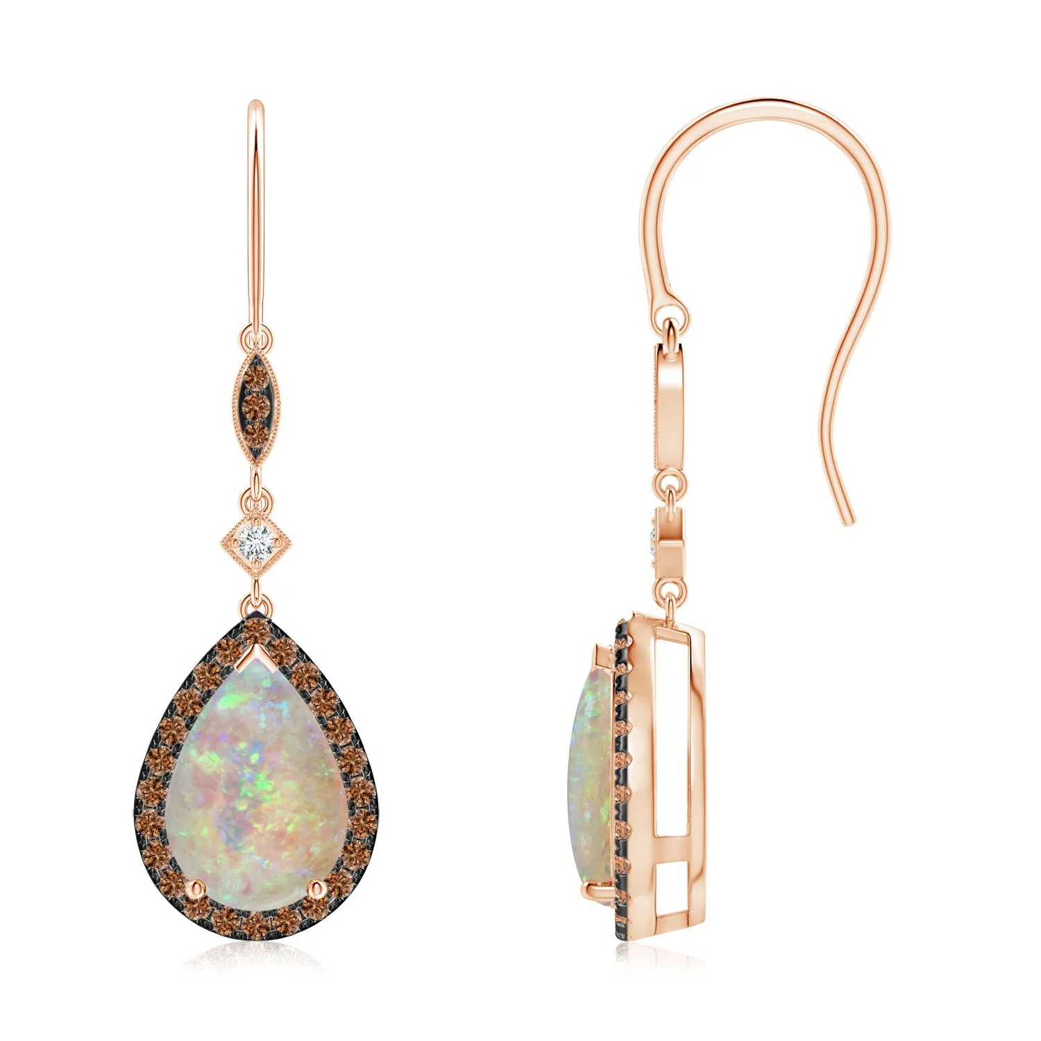 4.54 CTW Pear-Shaped Garnet Drop Earrings with Diamond Halo in 18K White Gold - Image 5