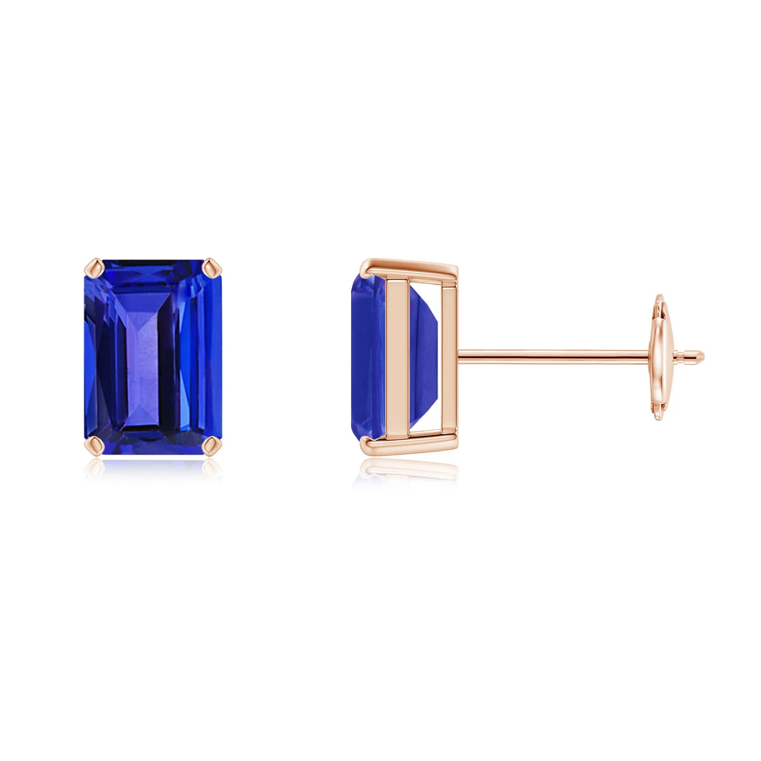 1.3 CTW Prong-Set Emerald-Cut Fancy Intense Pink Diamond Solitaire Stud Earrings in 18K Rose Gold - Image 8