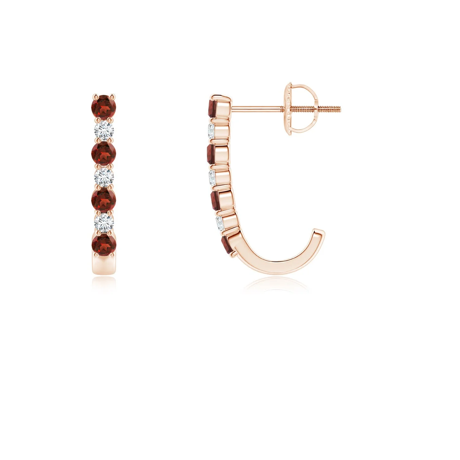 1.8 CTW Prong-Set Oval Solitaire Garnet Stud Earrings in Platinum - Image 6