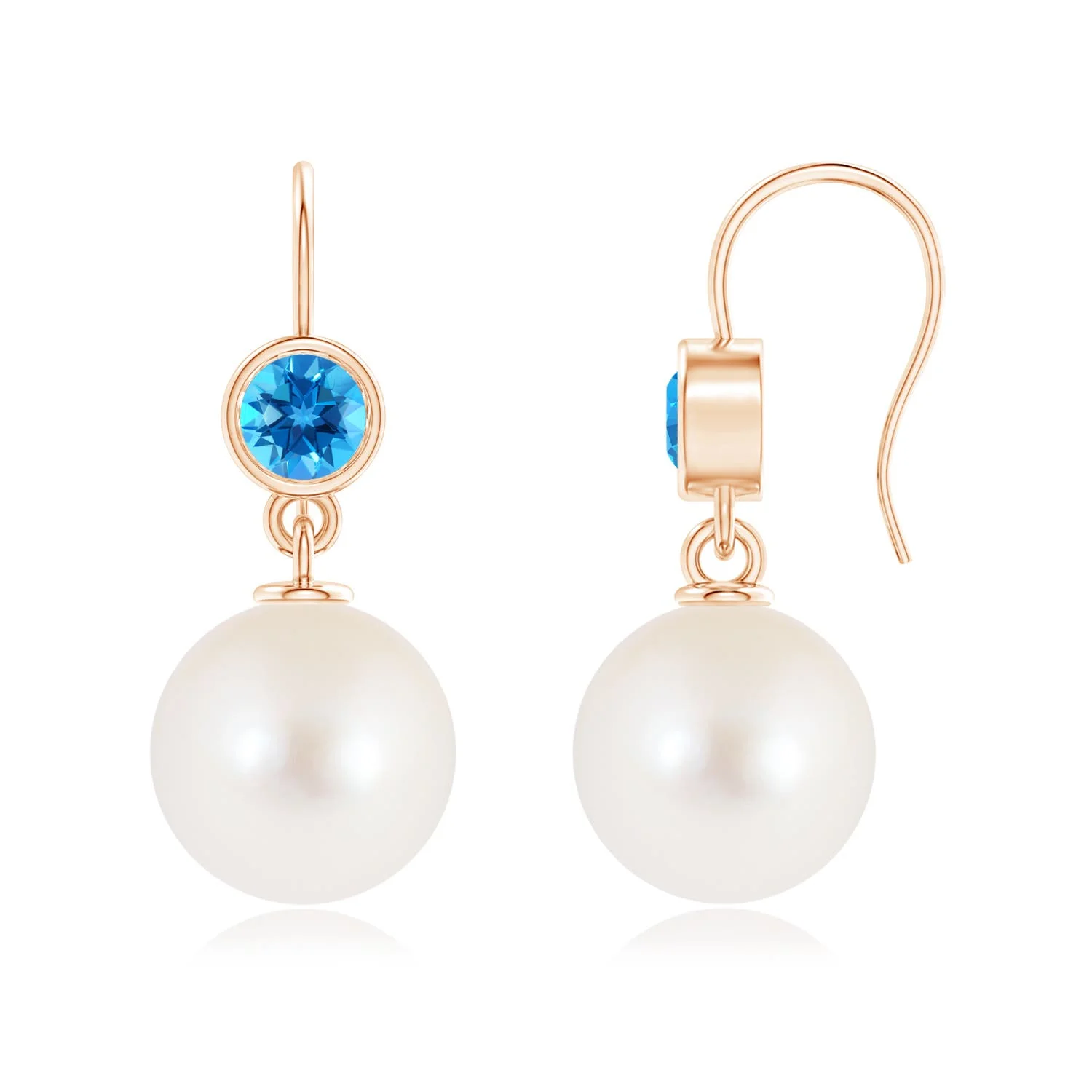 3.83 CTW Cushion Swiss Blue Topaz Drop Earrings with Diamond Accents in 18K White Gold - Image 7