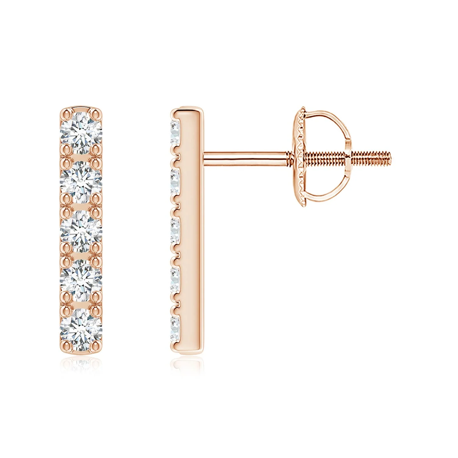 0.88 CTW Solitaire Square Swiss Blue Topaz Clover Stud Earrings in 18K White Gold - Image 5