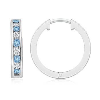 1.14 CTW Cushion Aquamarine Dangle Earrings with Diamonds in 18K White Gold - Image 6