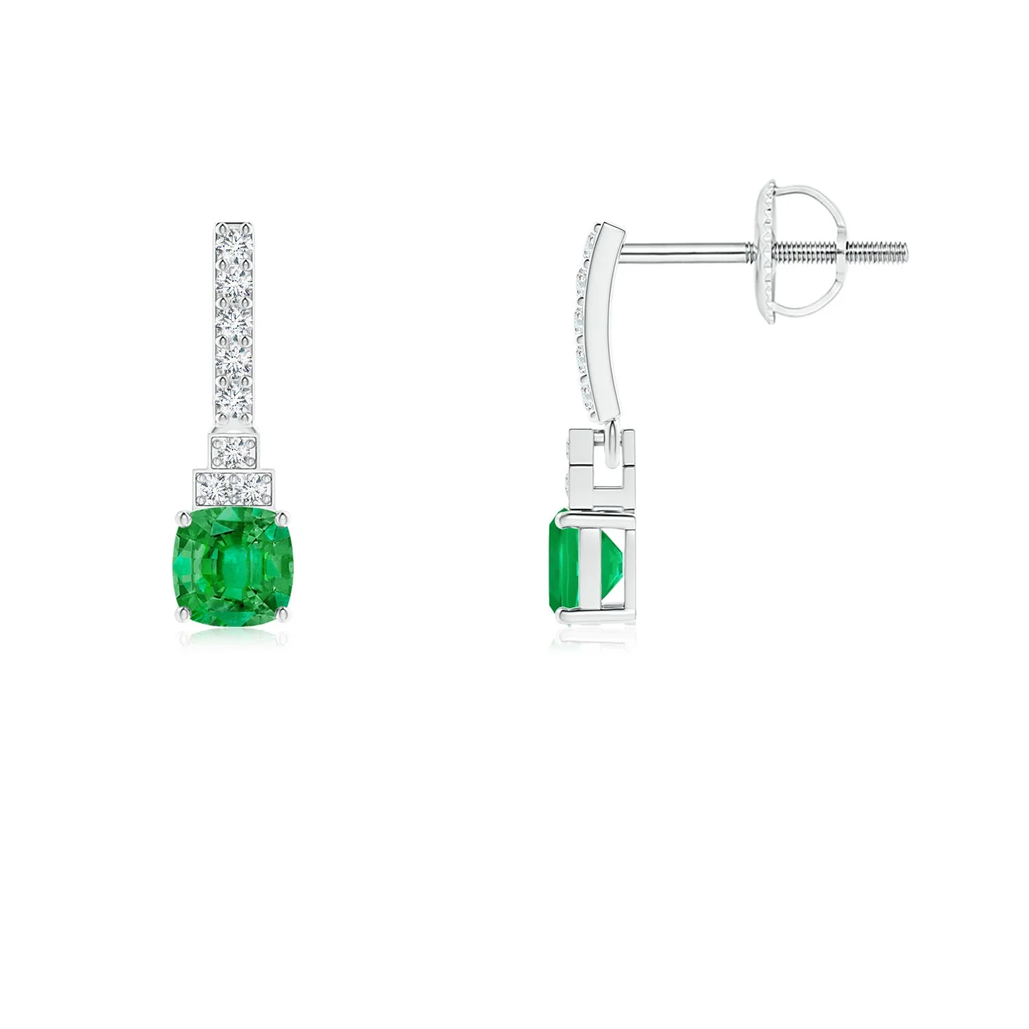 1.14 CTW Cushion Aquamarine Dangle Earrings with Diamonds in 18K White Gold - Image 8