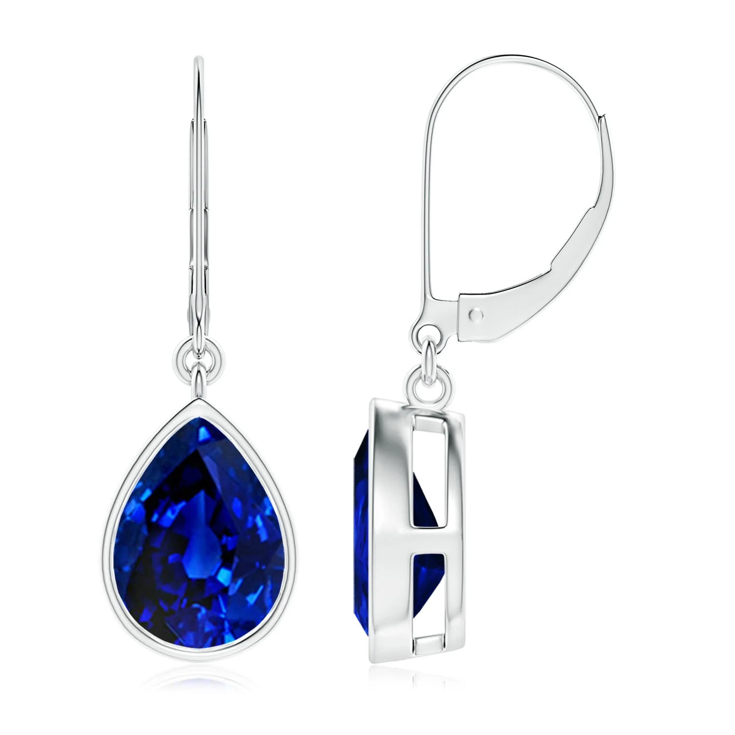 2.4 CTW Bezel-Set Pear Citrine Leverback Drop Earrings in 18K White Gold - Image 2