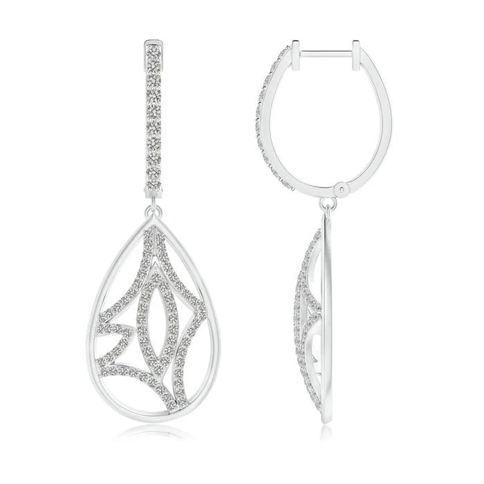 1.0 CTW Bezel-Set Round Diamond Leverback Drop Earrings in Platinum - Image 4