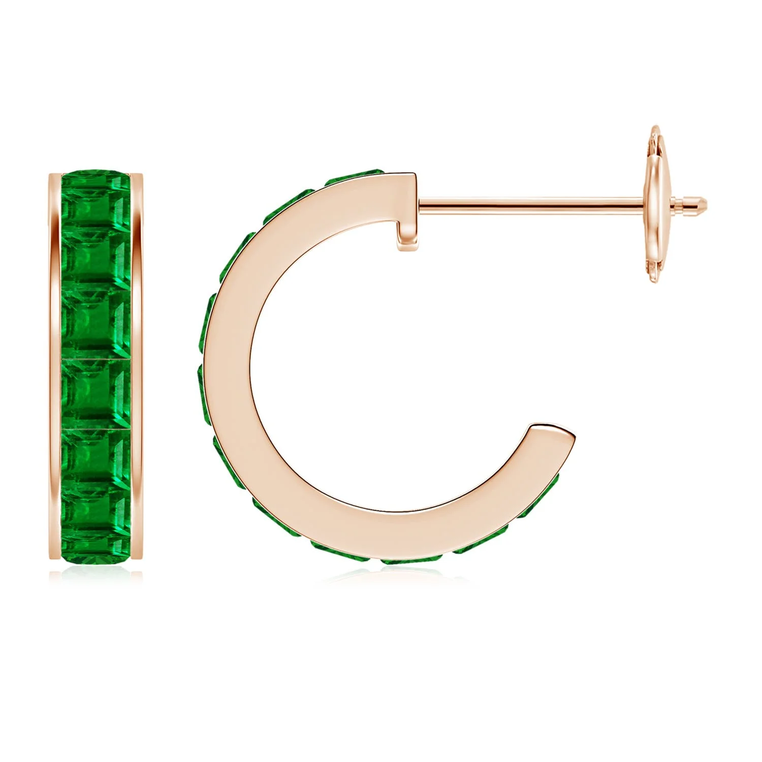 2.2 CTW Oval Emerald Leverback Drop Earrings in 14K White Gold - Image 2