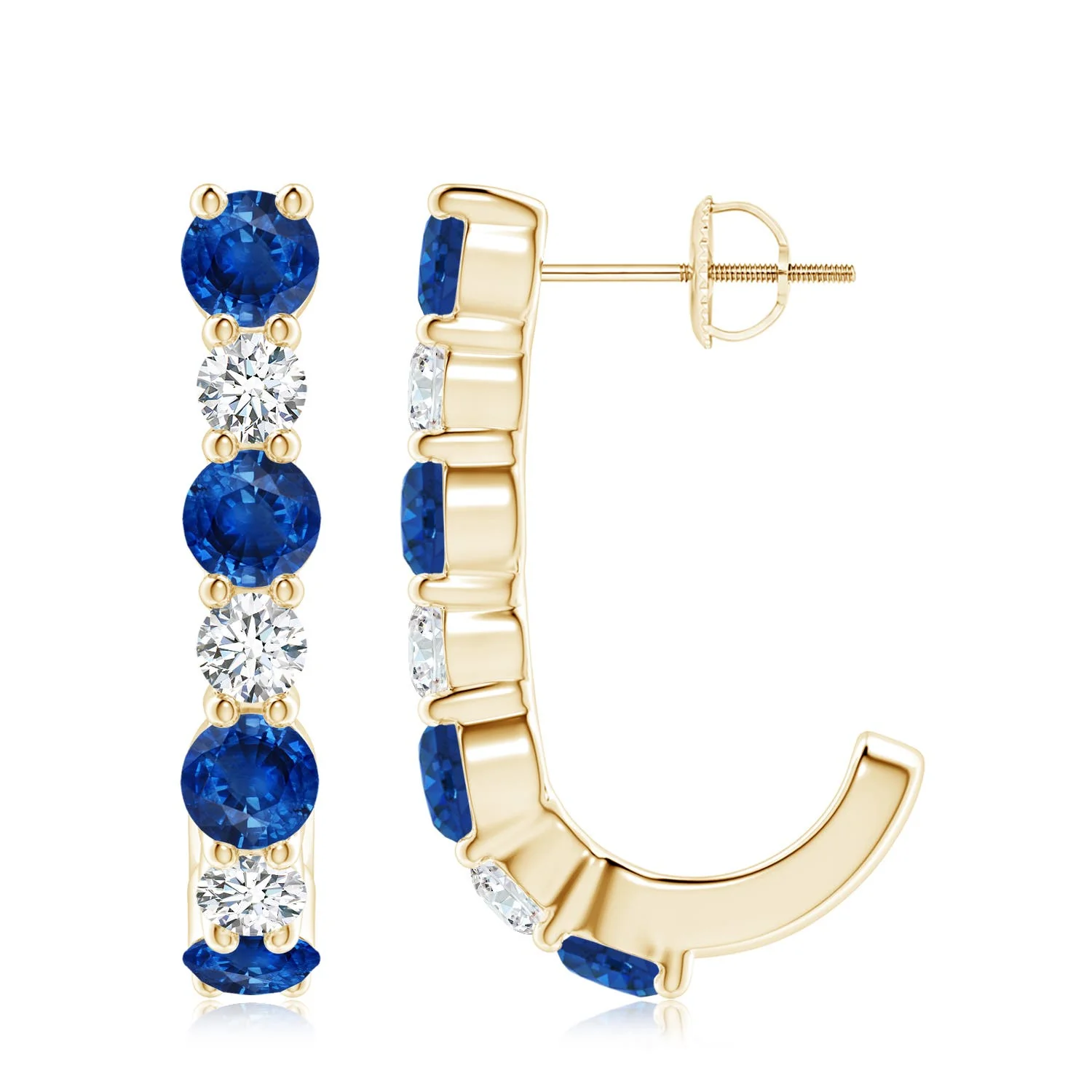 3.1 CTW Prong-Set Solitaire Oval Sapphire Stud Earrings in 14K White Gold - Image 7