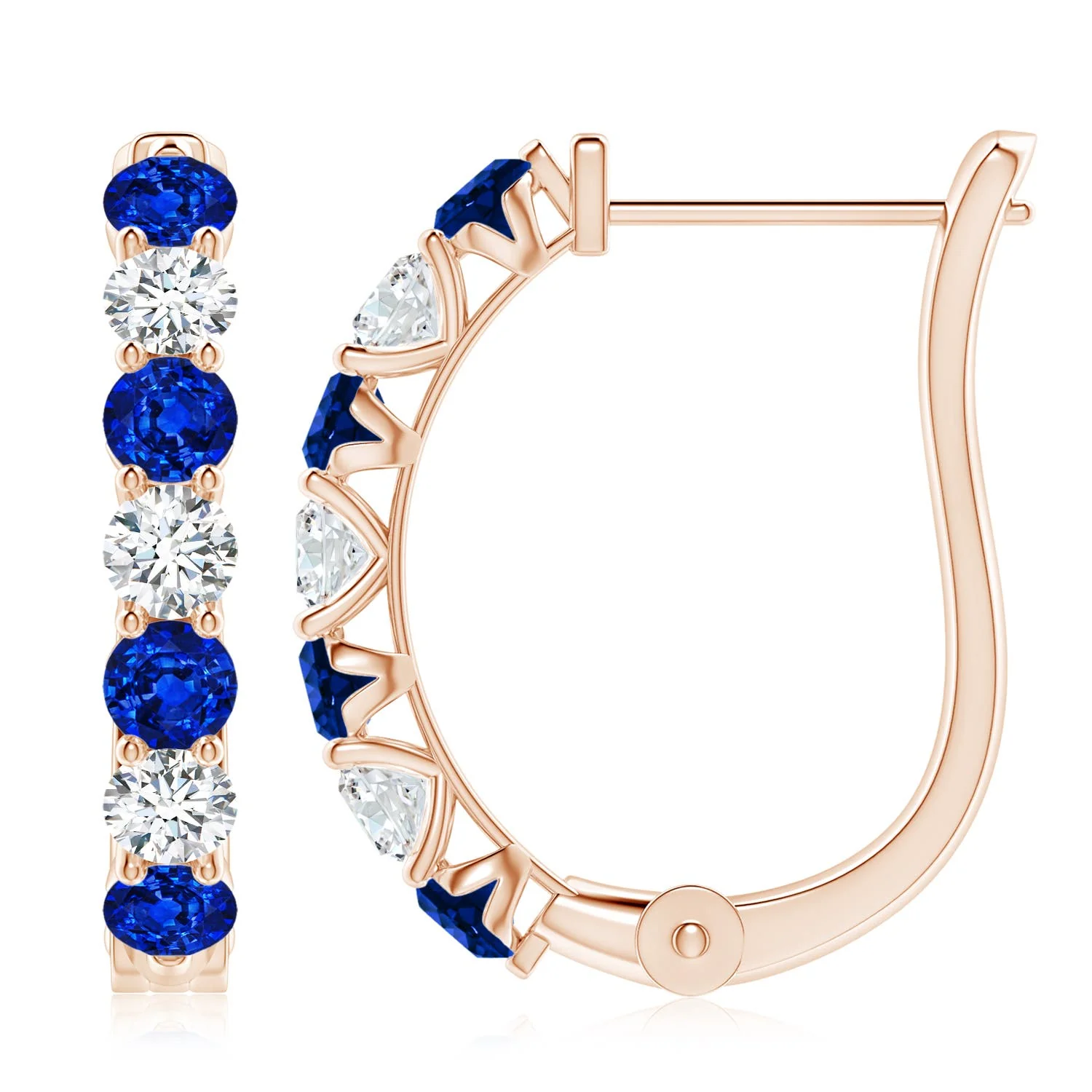 3.1 CTW Prong-Set Solitaire Oval Sapphire Stud Earrings in 14K Yellow Gold - Image 5