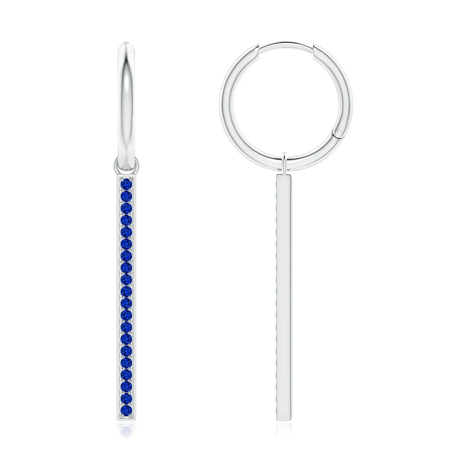 0.98 CTW Blue Sapphire Dangle Earrings with Floral Diamond Halo in Platinum