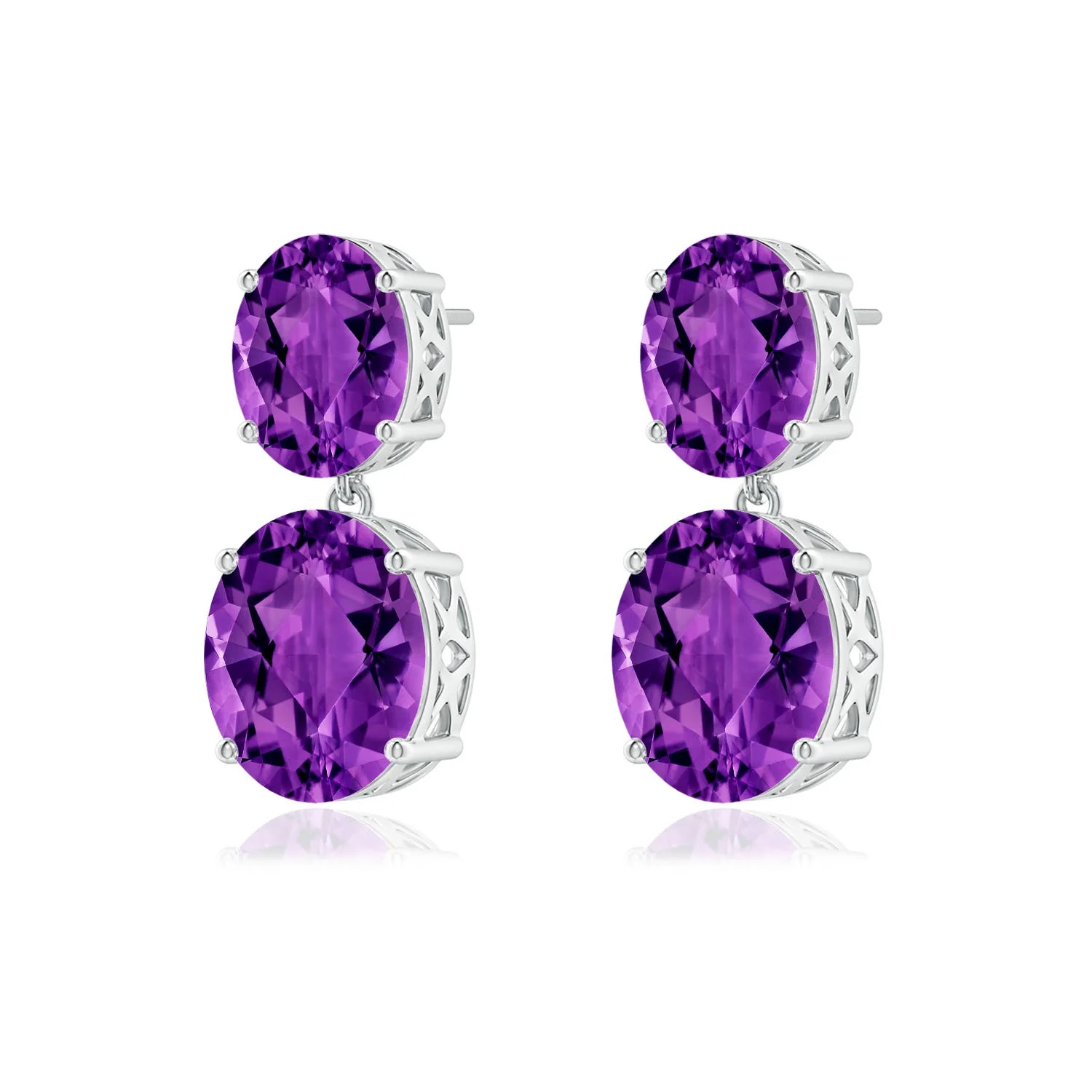 1.21 CTW Two Tier Blue Sapphire Leverback Earrings with Diamond Halo in Platinum - Image 7