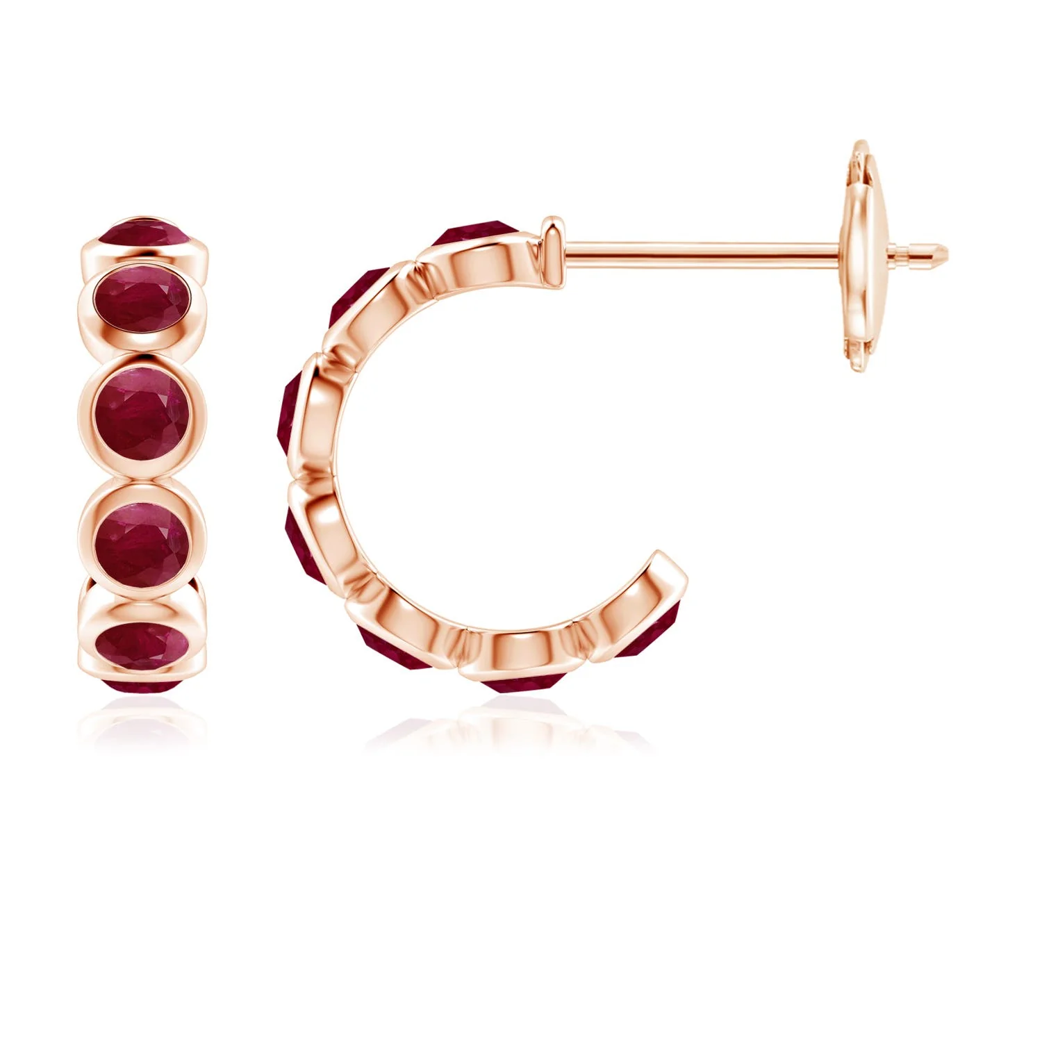 1.1 CTW Claw-Set Trillion Ruby Stud Earrings in 18K White Gold - Image 5