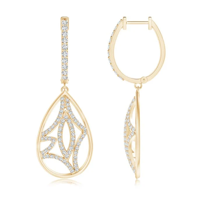 0.94 CTW Dangling Two Stone Diamond Earrings in 18K Yellow Gold - Image 5