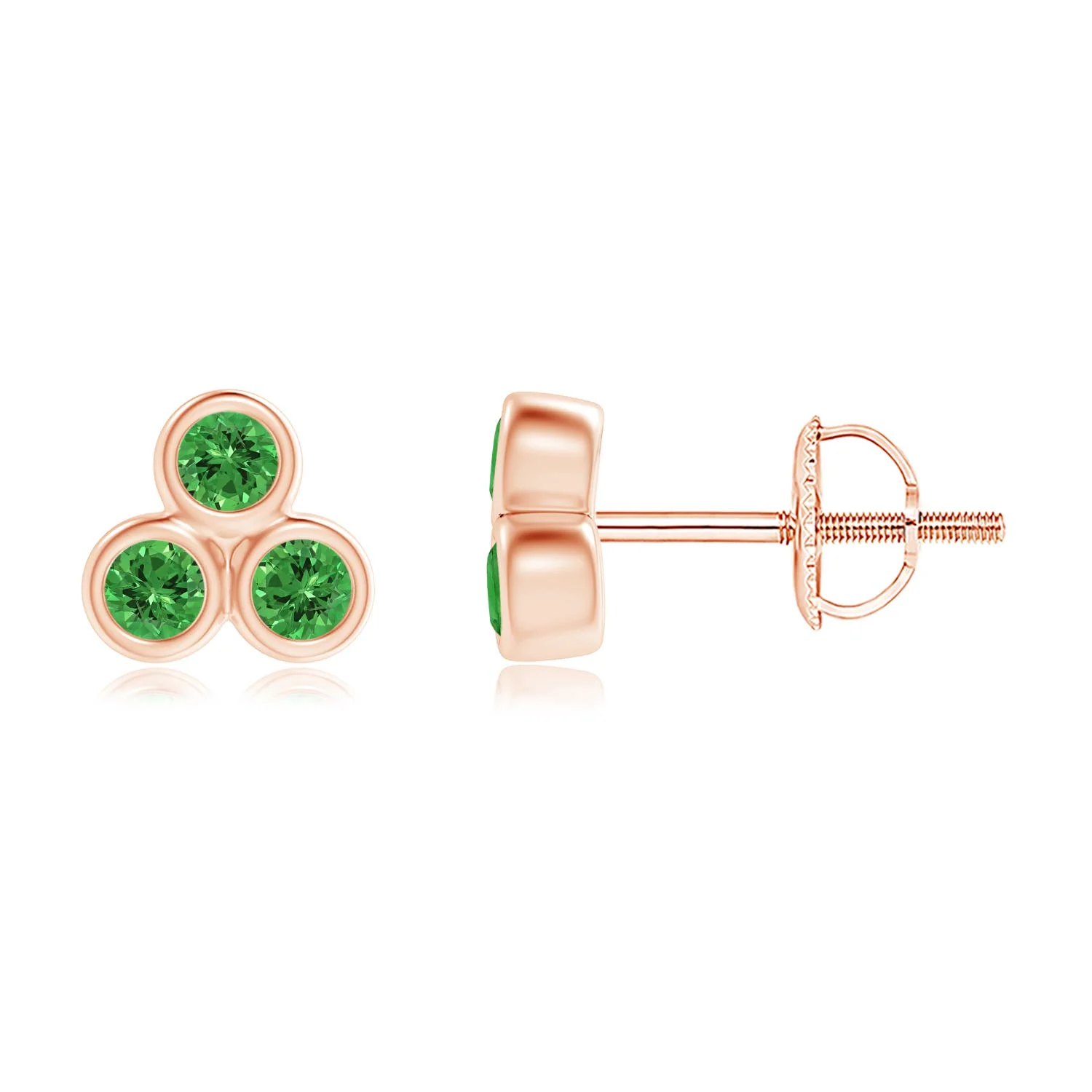 0.62 CTW Bezel-Set Tsavorite Solitaire Stud Earrings in 18K White Gold - Image 4