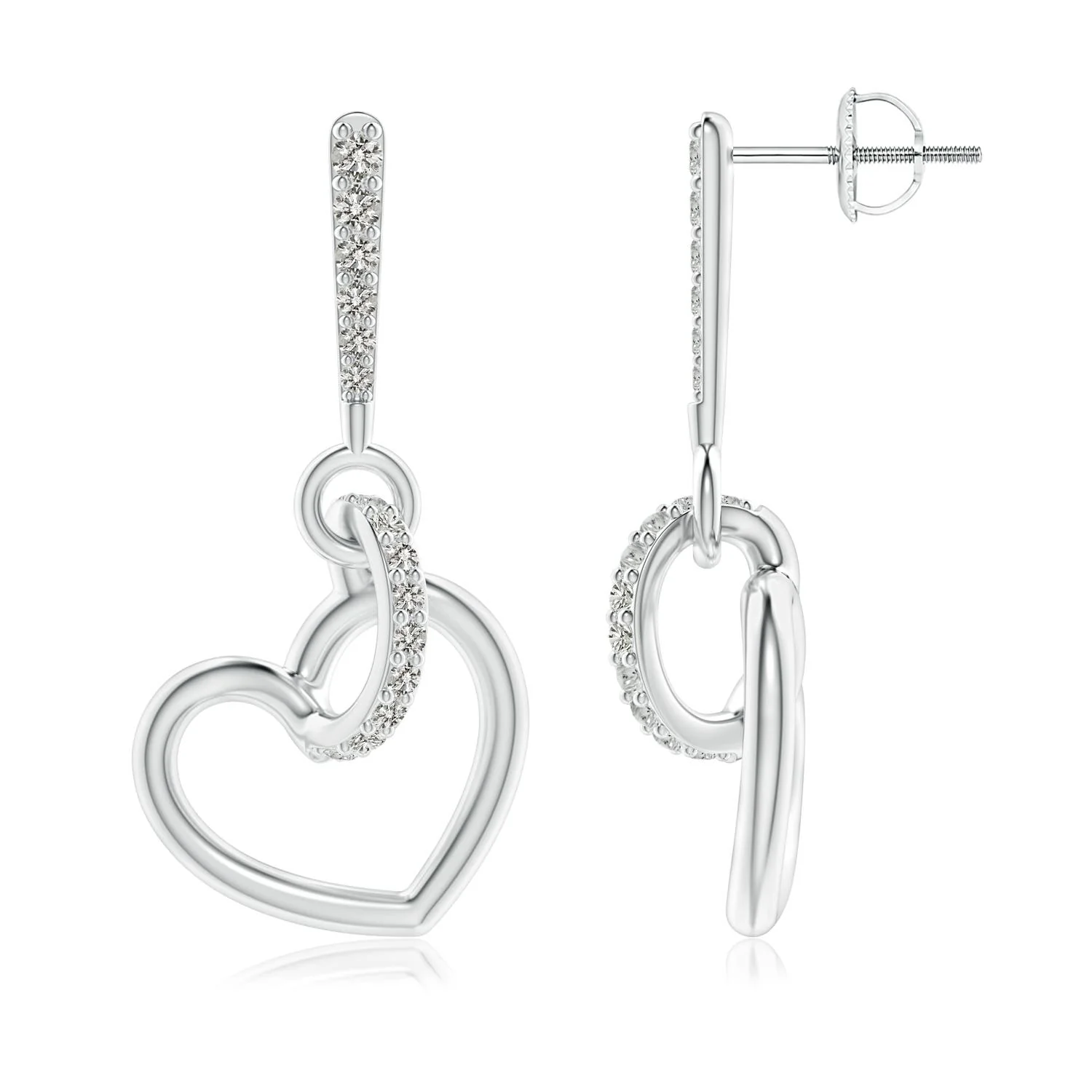 0.53 CTW Bezel-Set Two Stone Diamond Leverback Drop Earrings in 18K White Gold - Image 3