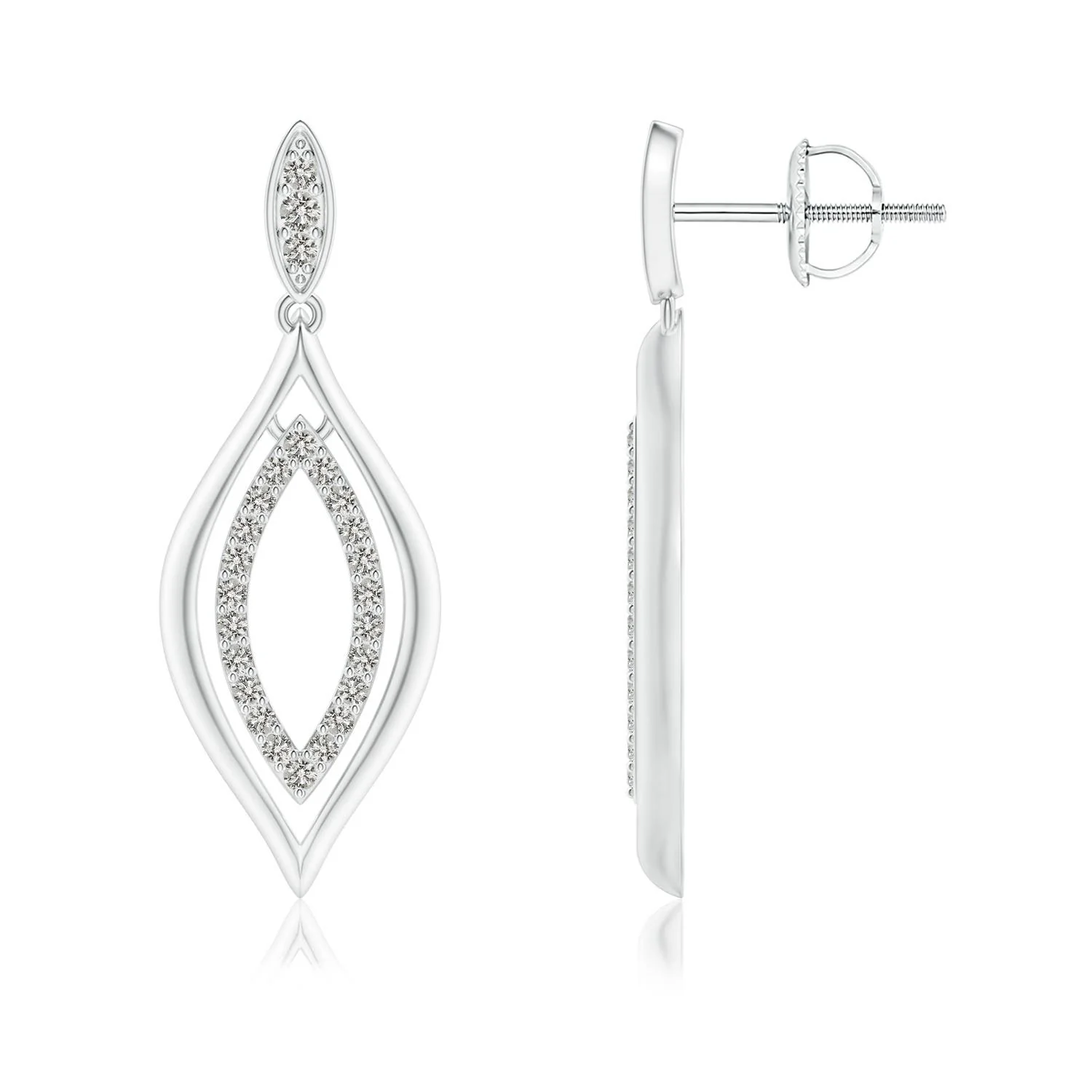 0.53 CTW Bezel-Set Two Stone Diamond Leverback Drop Earrings in 18K White Gold - Image 4