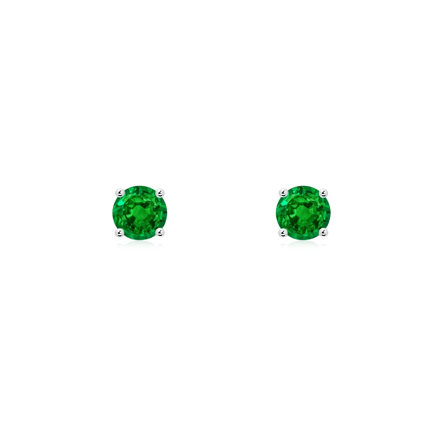 1.1 CTW Classic Basket-Set Cushion Emerald Stud Earrings in 18K White Gold - Image 9