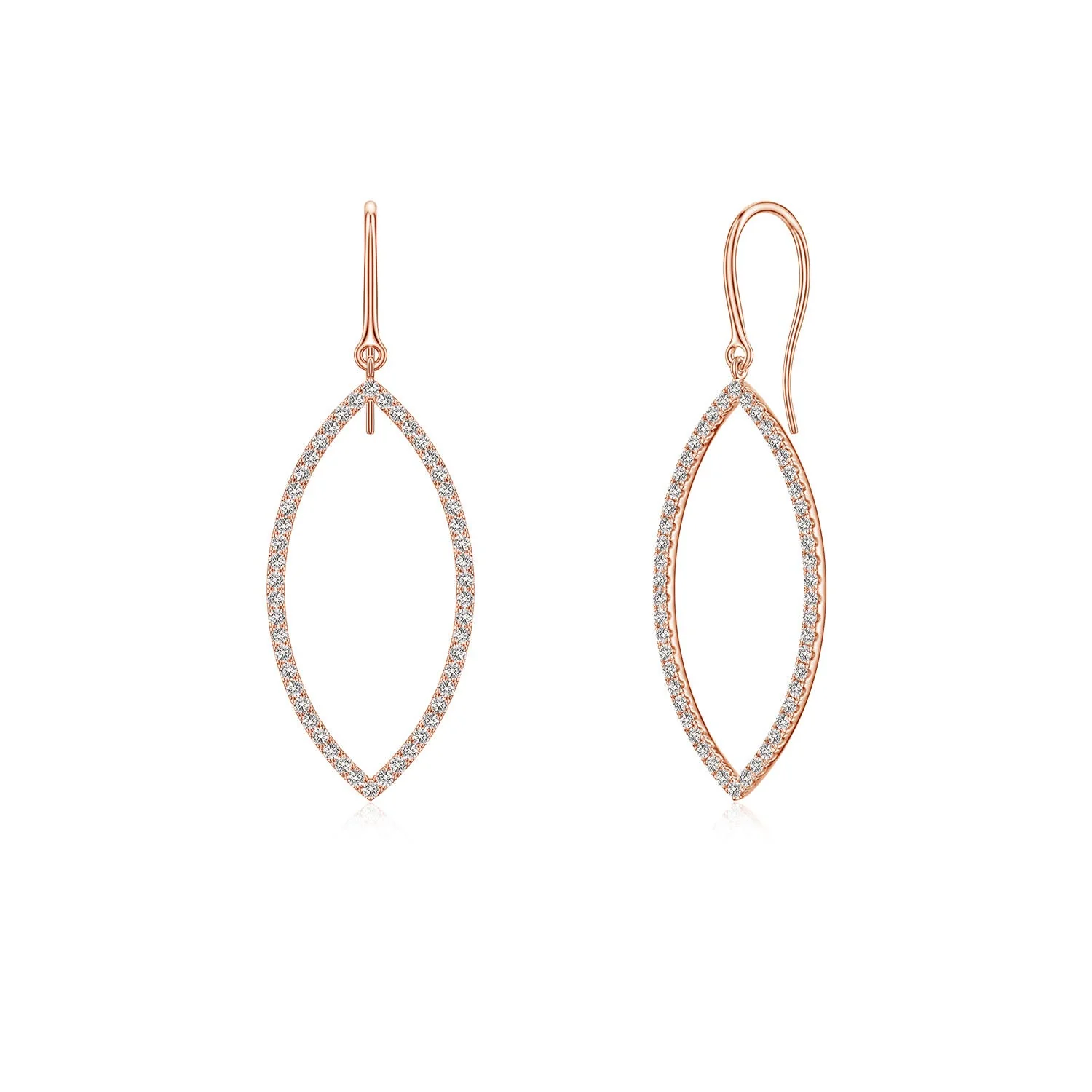 1.5 CTW Diamond Clover Leverback Earrings in 14K Rose Gold