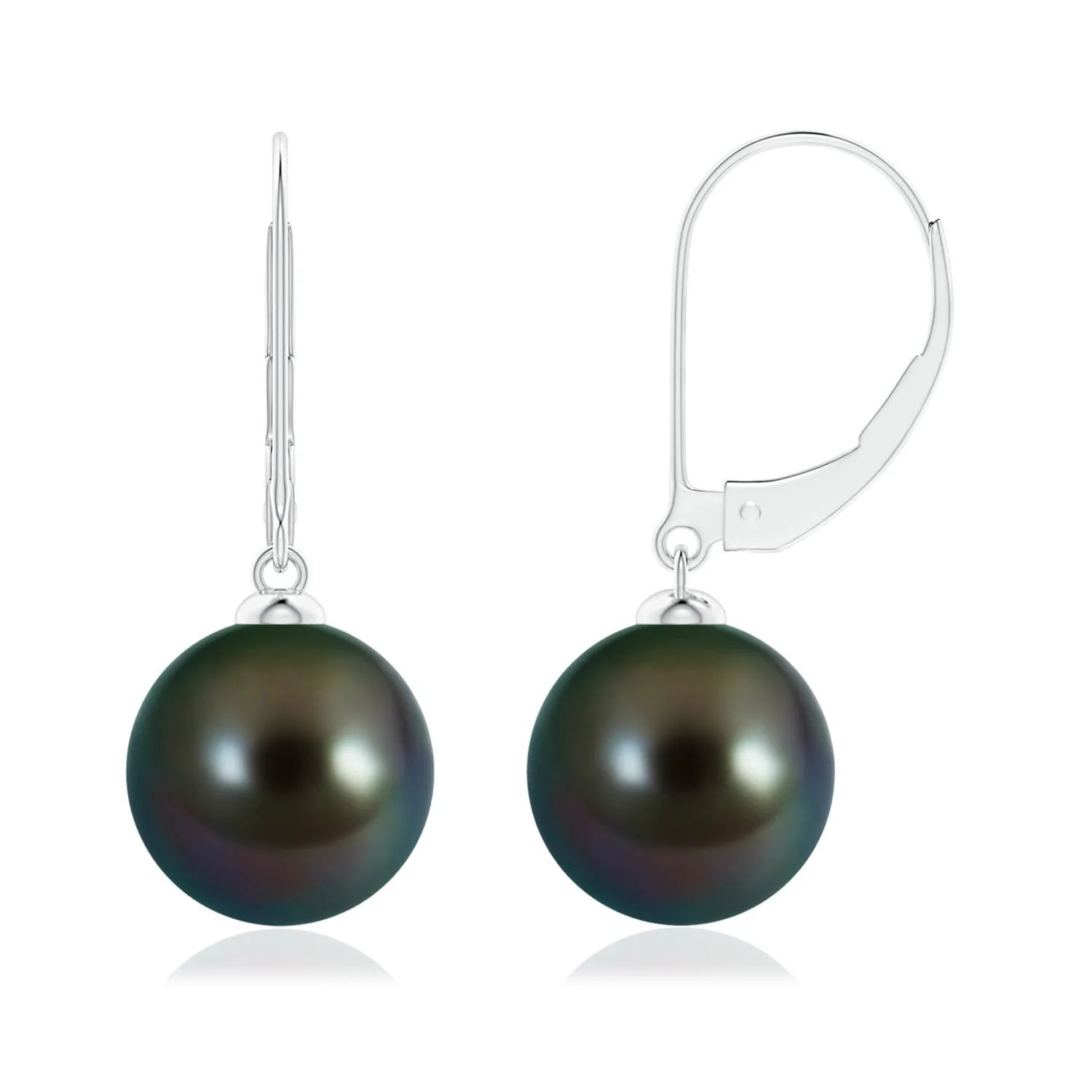 9 MM Tahitian Pearl Studs with Diamond in 18K White Gold - Image 8