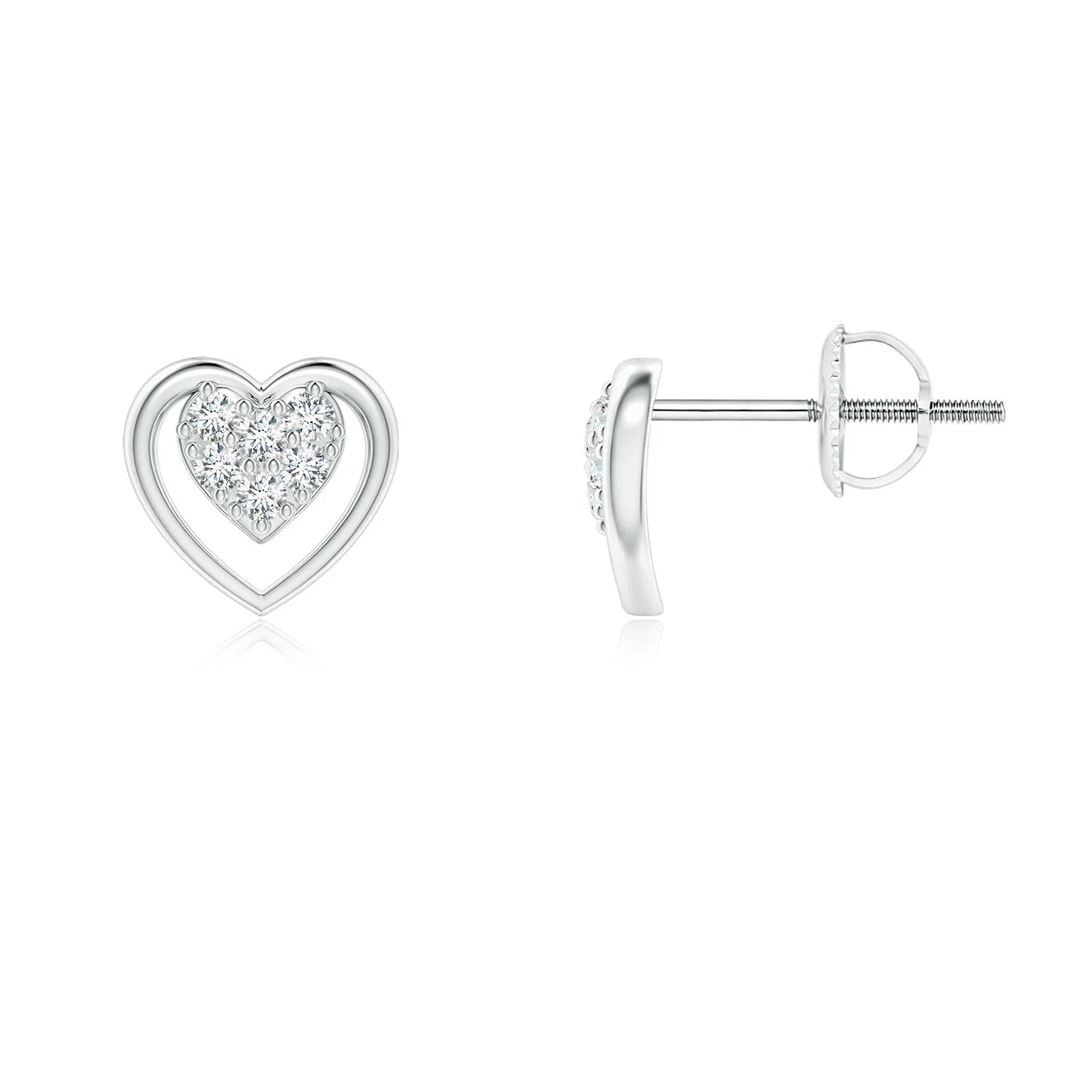 1.3 MM Cluster Diamond Open Heart Stud Earrings in Platinum - Image 5