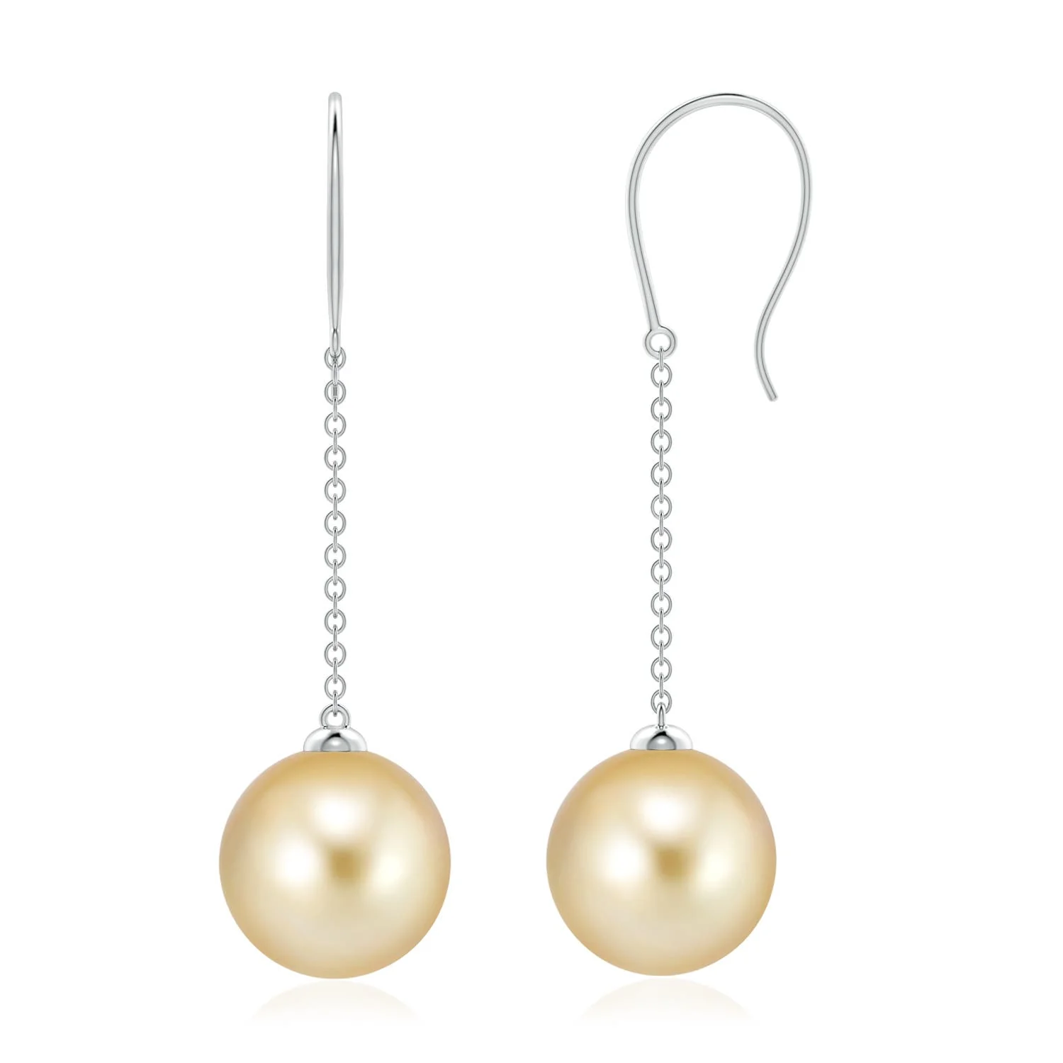 10 MM Golden South Sea Pearl and Diamond Swirl Earrings in 18K White Gold - Image 6