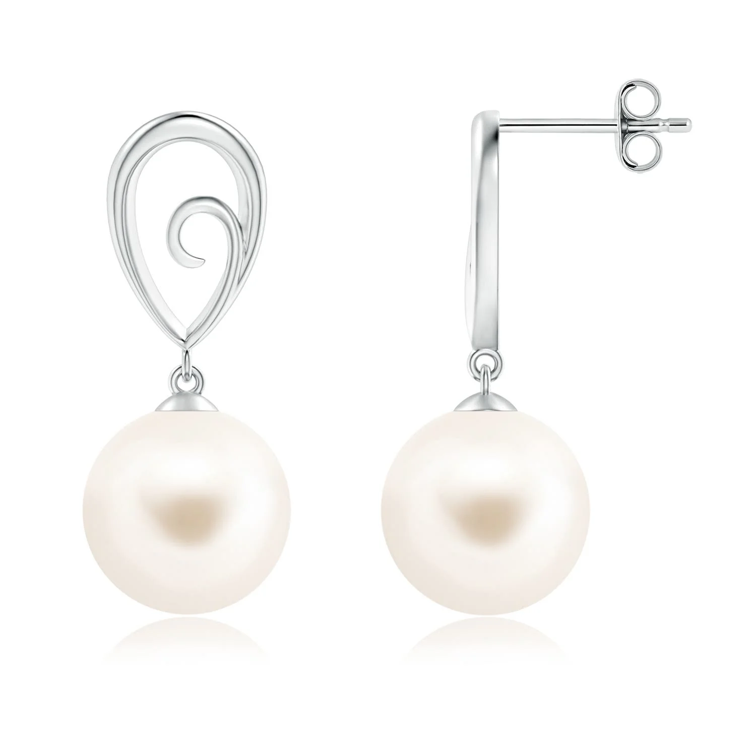 10 MM Freshwater Pearl Intertwined Infinity Earrings in Silver - Image 10