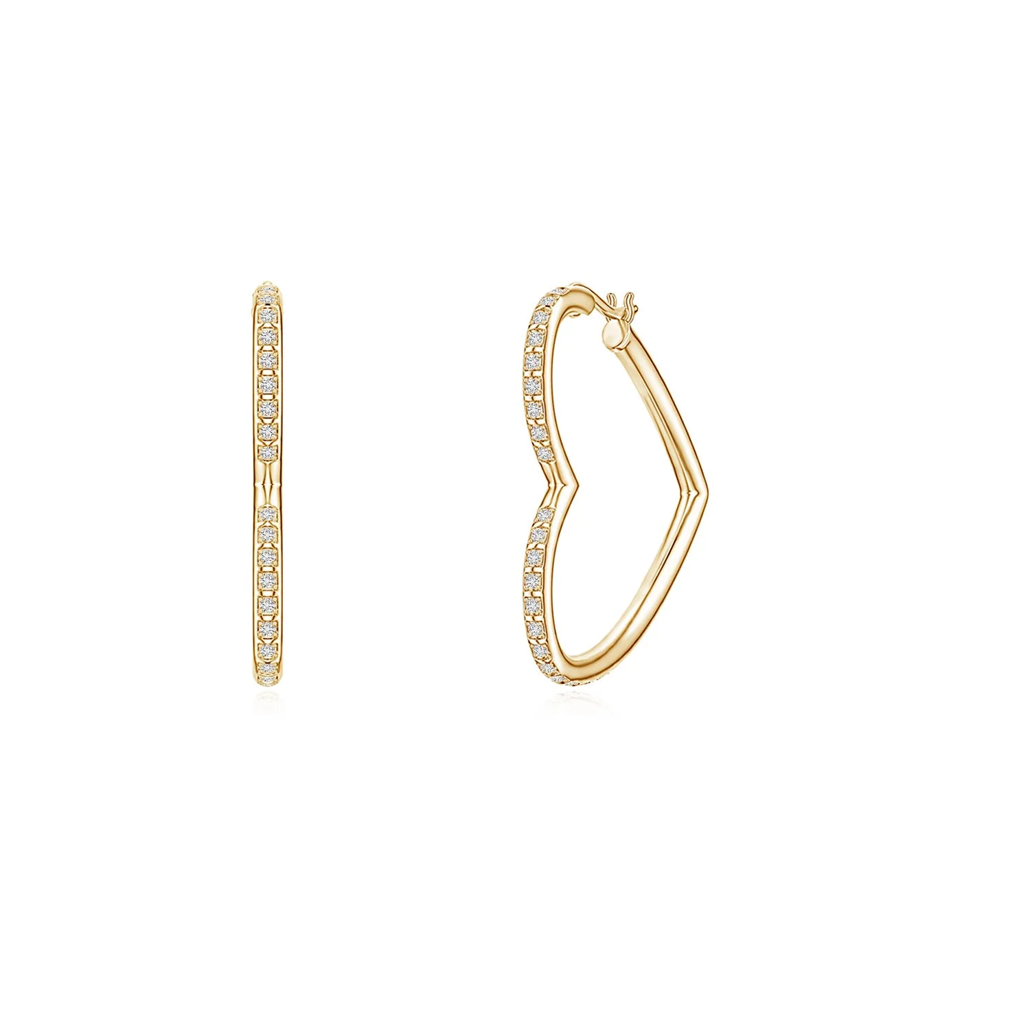 0.5 CTW Prong-Set Round Diamond Open Heart Stud Earrings in 14K Yellow Gold - Image 3