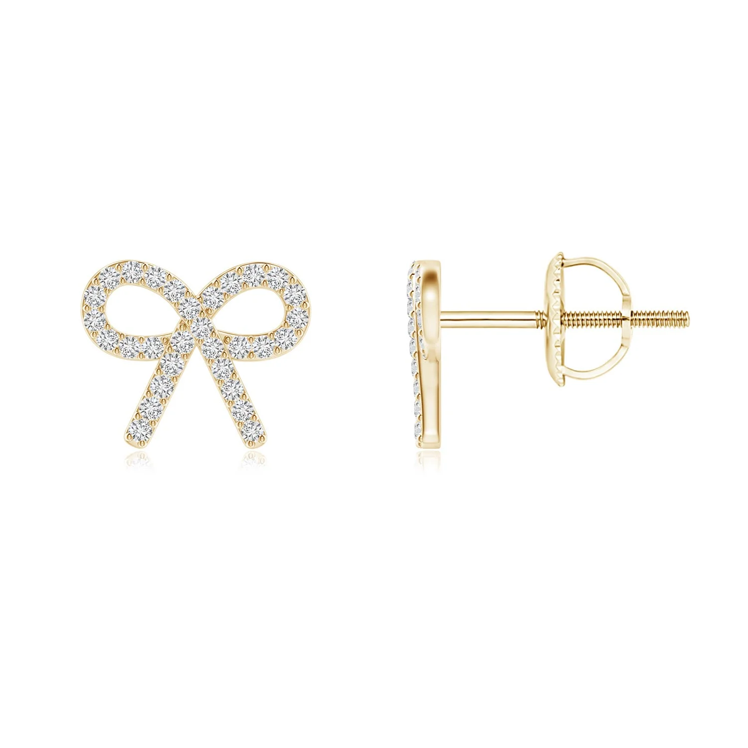 2.6 MM Diamond Shell Stud Earrings in 14K Yellow Gold - Image 3