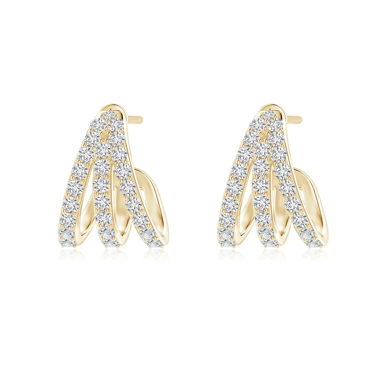 2.6 MM Diamond Shell Stud Earrings in 14K Yellow Gold - Image 6