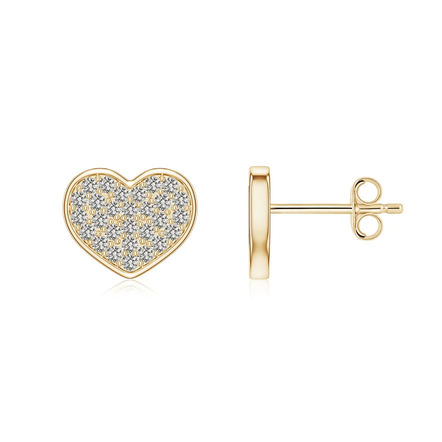 1.8 MM Diamond Shell Stud Earrings in 18K Yellow Gold - Image 4