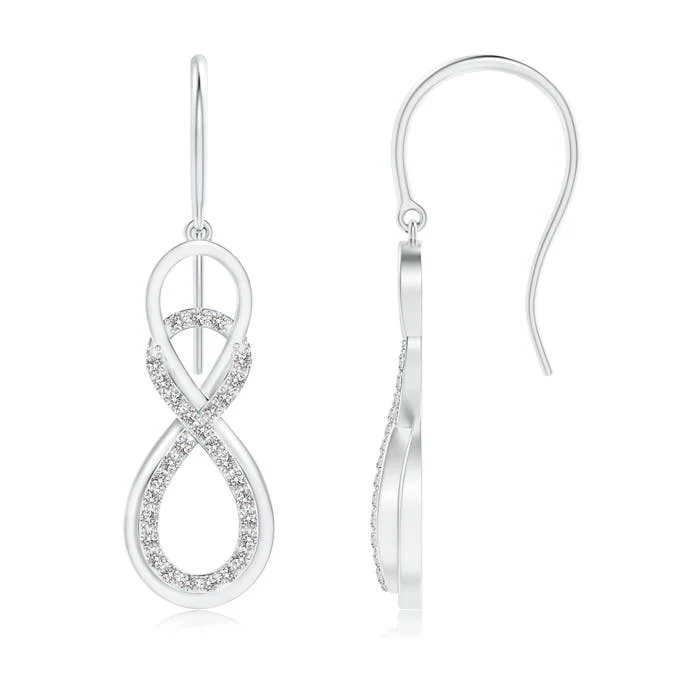 2 MM Diamond Infinity Drop Leverback Earrings in 14K White Gold - Image 3