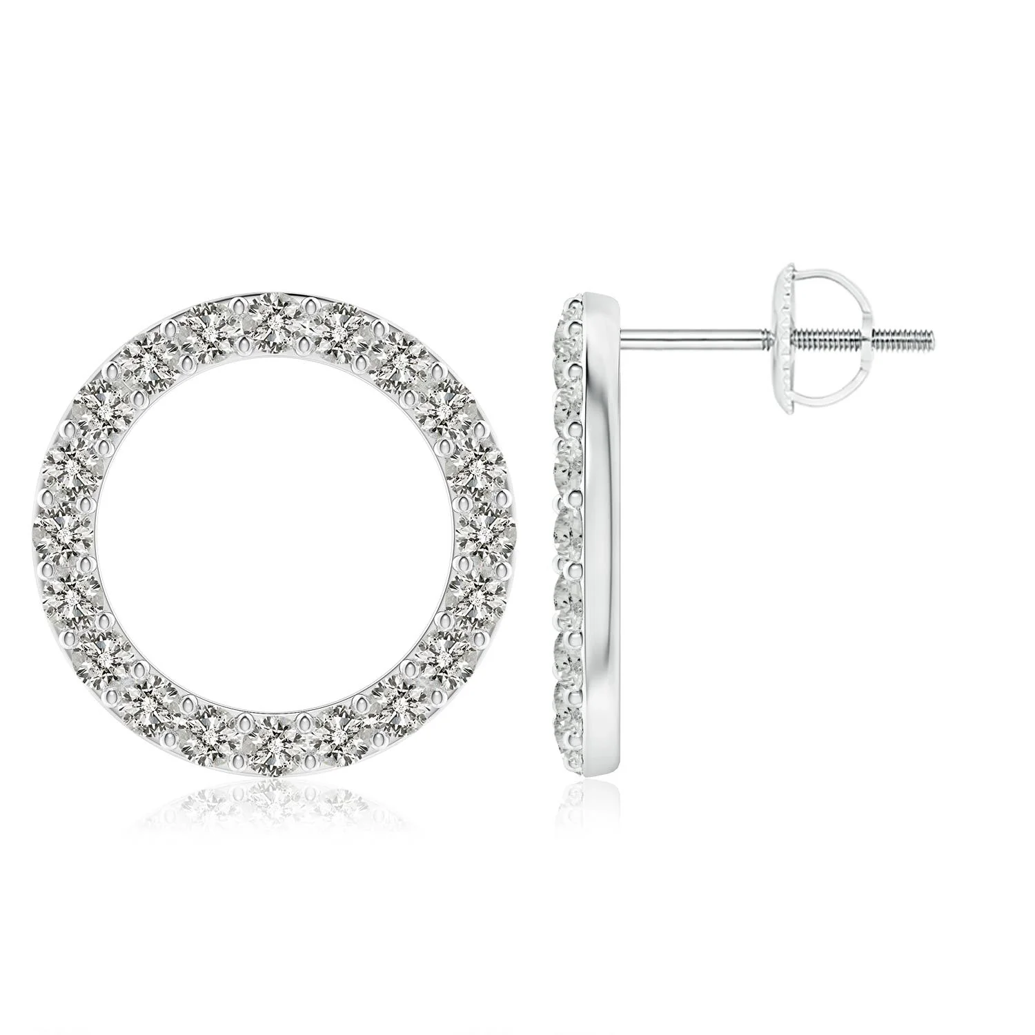 1.0 CTW Classic Diamond Plumeria Flower Earrings in 14K White Gold - Image 4
