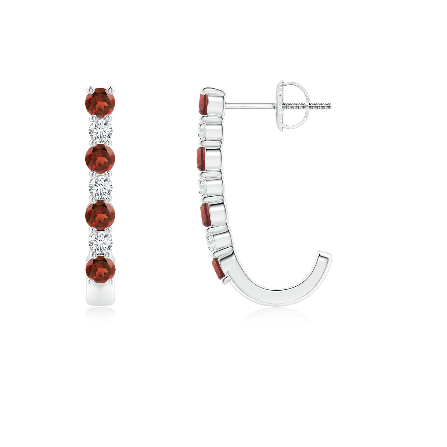 2.48 CTW Emerald-Cut Garnet Studs with Diamond Accents in 18K Yellow Gold - Image 4