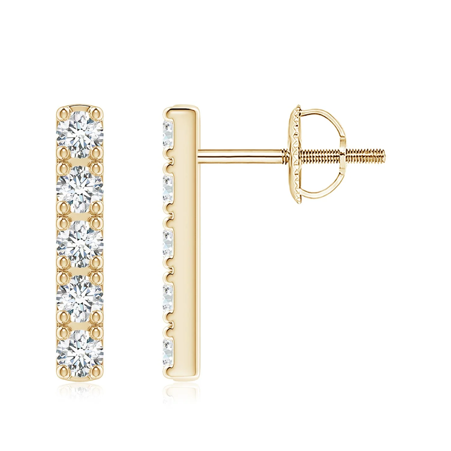 2.08 CTW Emerald-Cut Peridot Studs with Diamond Accents in 18K Yellow Gold - Image 4