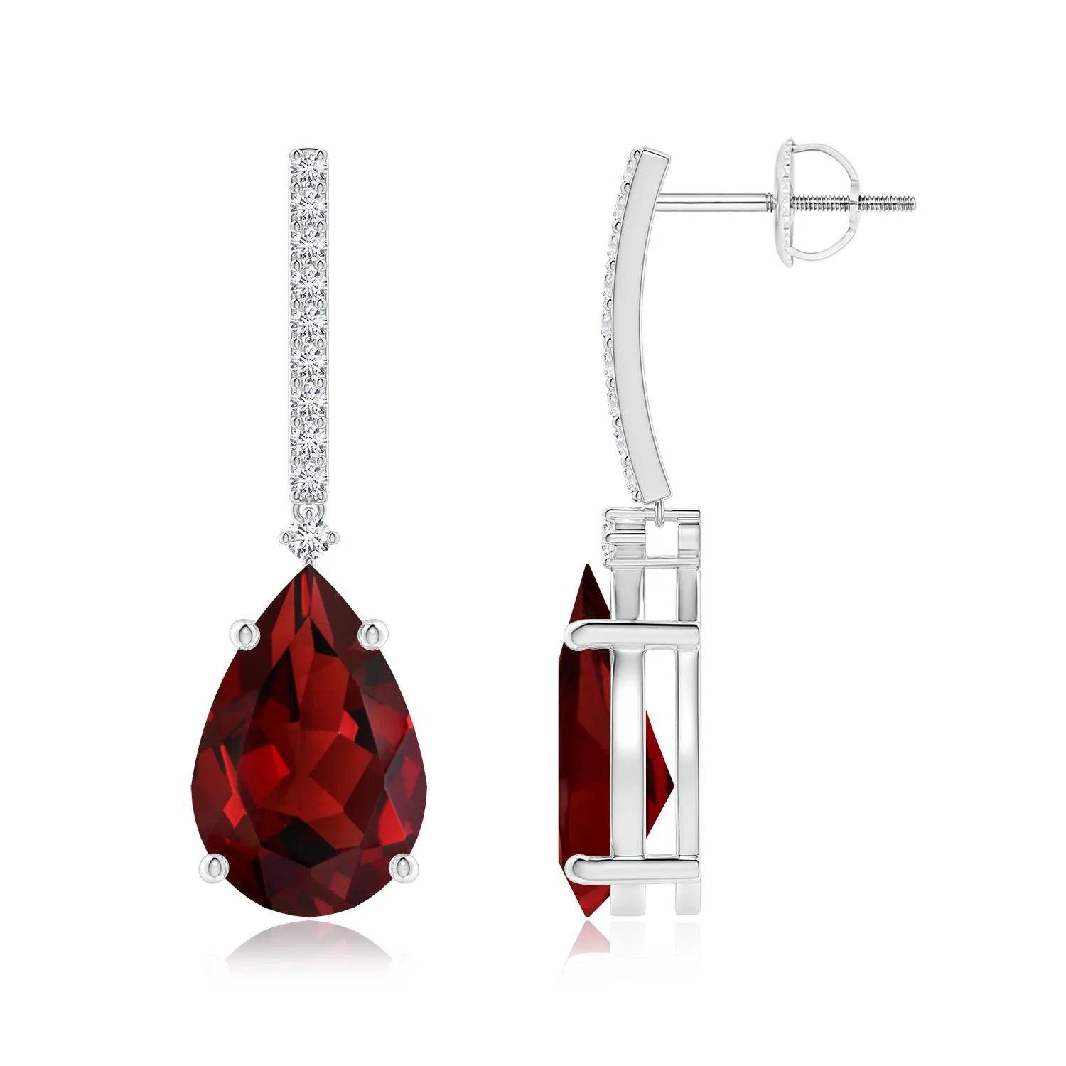 6.03 CTW Garnet and Diamond XO Leverback Drop Earrings in 18K White Gold - Image 6