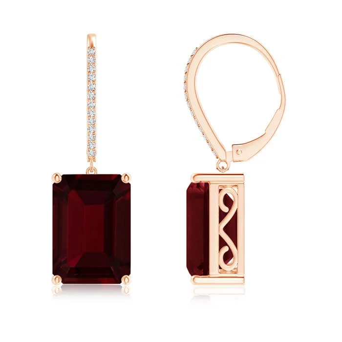 6.03 CTW Garnet and Diamond XO Leverback Drop Earrings in 18K White Gold - Image 7