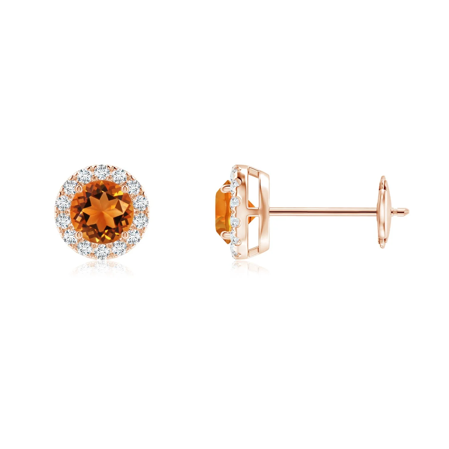 4.37 CTW Classic Citrine Two Stone Drop Earrings with Bezel Diamond in 14K Rose Gold - Image 9