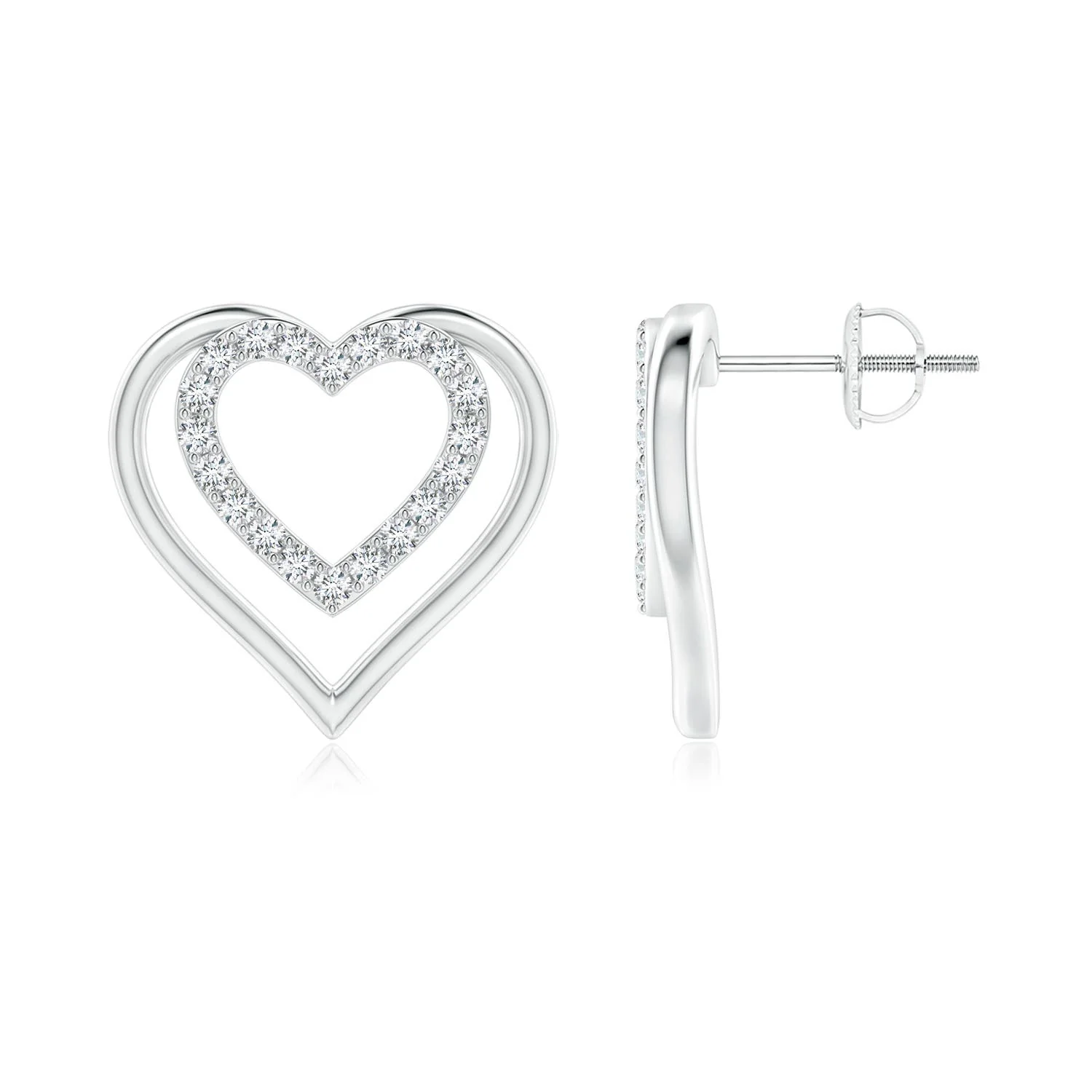 0.48 CTW Floating Round Cluster Diamond Halo Stud Earrings in Platinum - Image 3