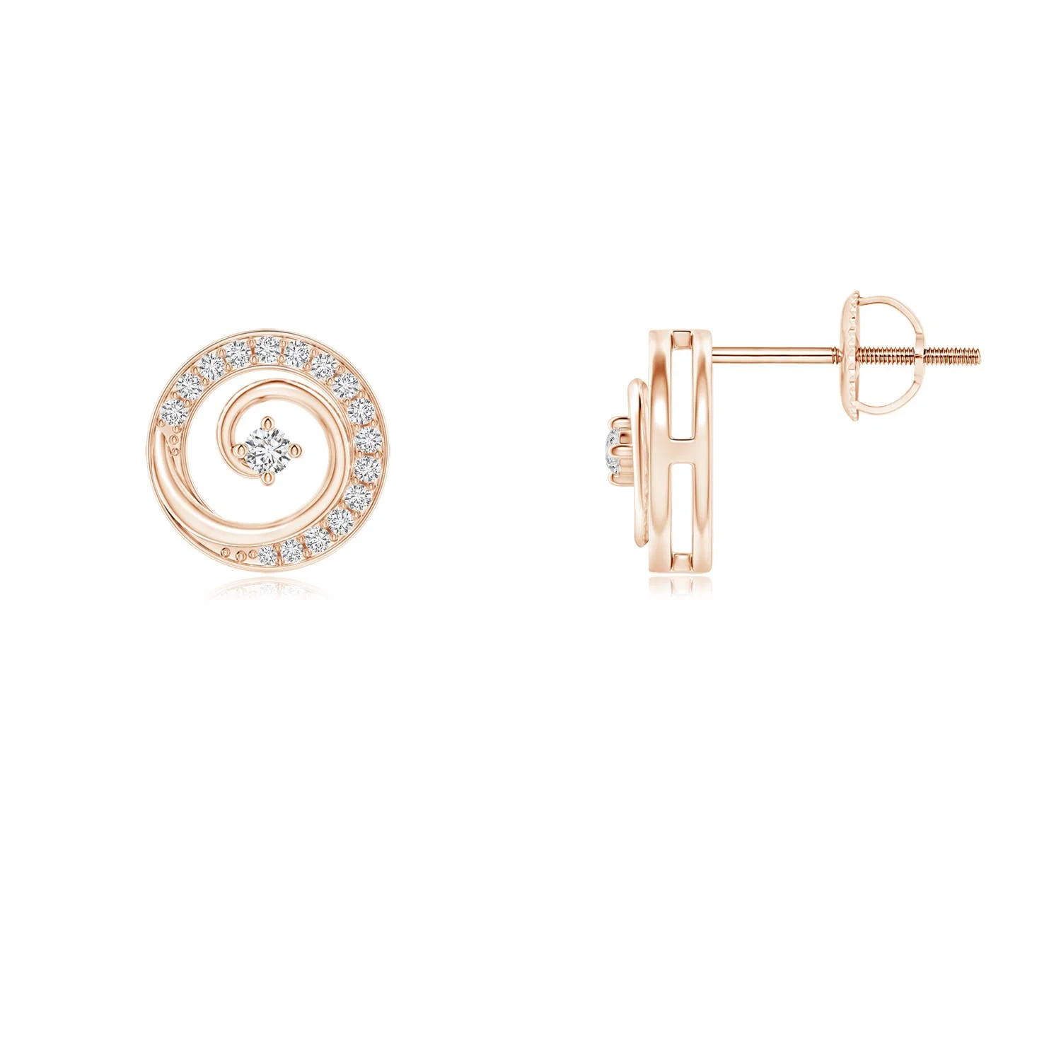 0.49 CTW Round Diamond Cushion Halo Stud Earrings in 14K Rose Gold - Image 5