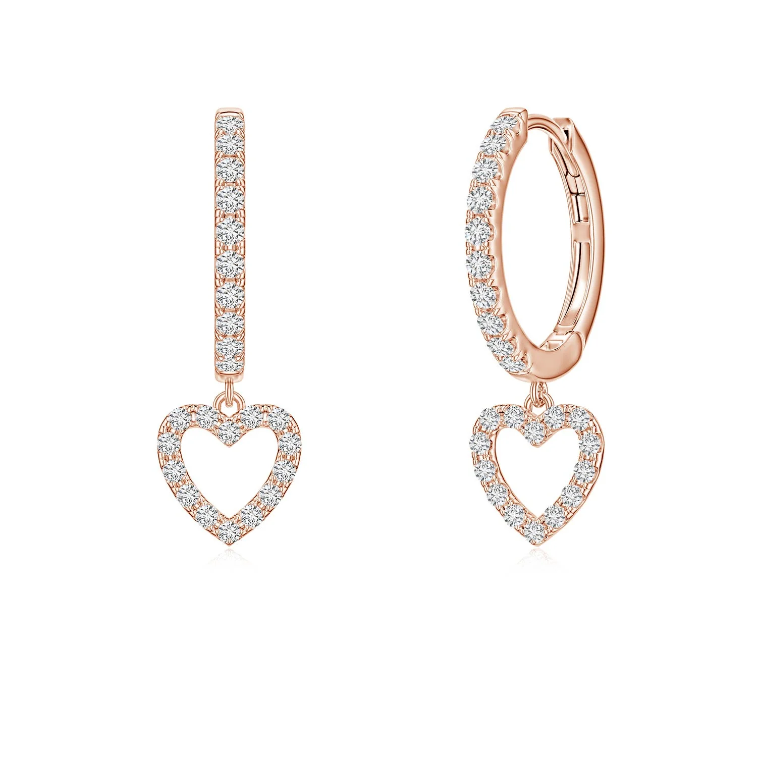 0.48 CTW Classic Diamond Studded Double Hoop Earrings in 14K Rose Gold - Image 3