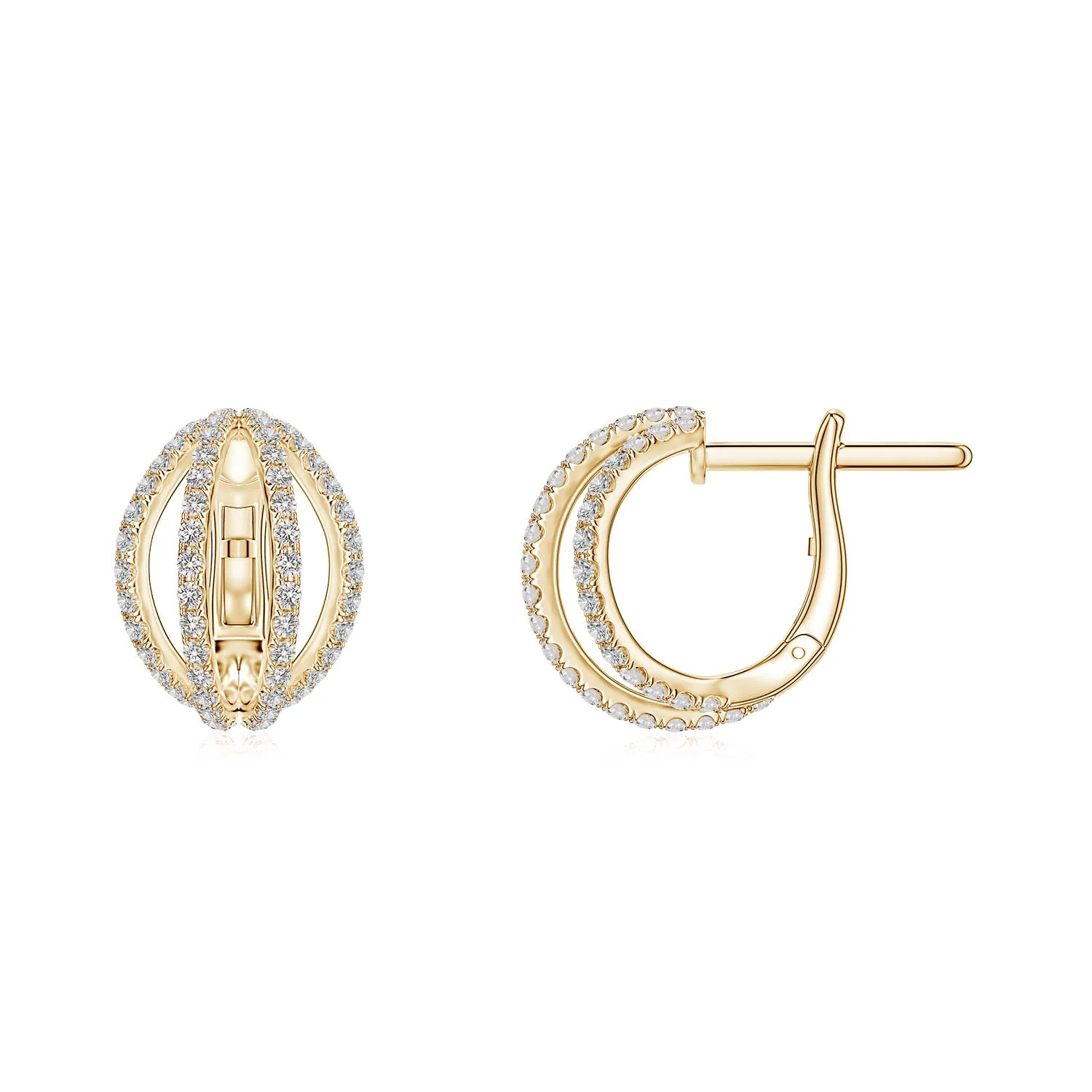 0.49 CTW Channel-Set Round Diamond Tapered Hoop Earrings in 14K Yellow Gold - Image 2
