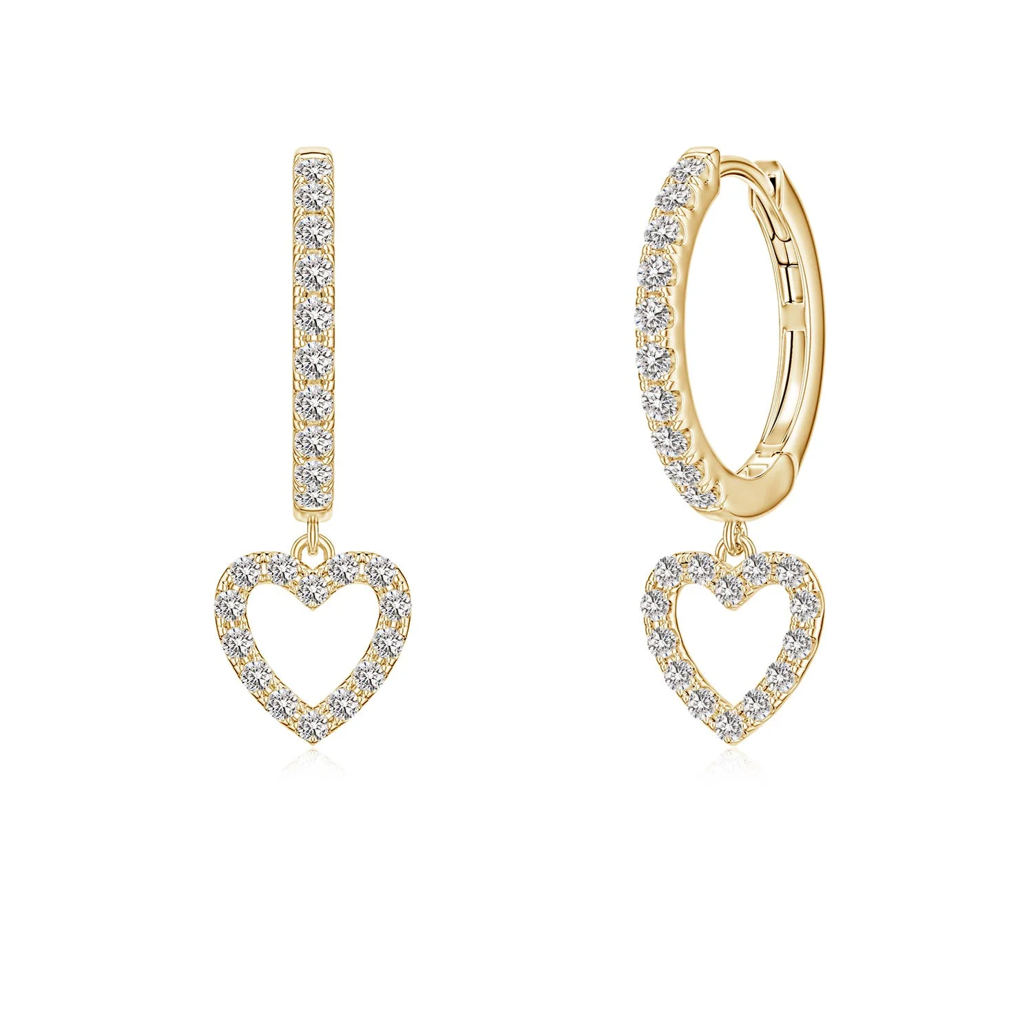 0.49 CTW Channel-Set Round Diamond Tapered Hoop Earrings in 14K Yellow Gold - Image 4