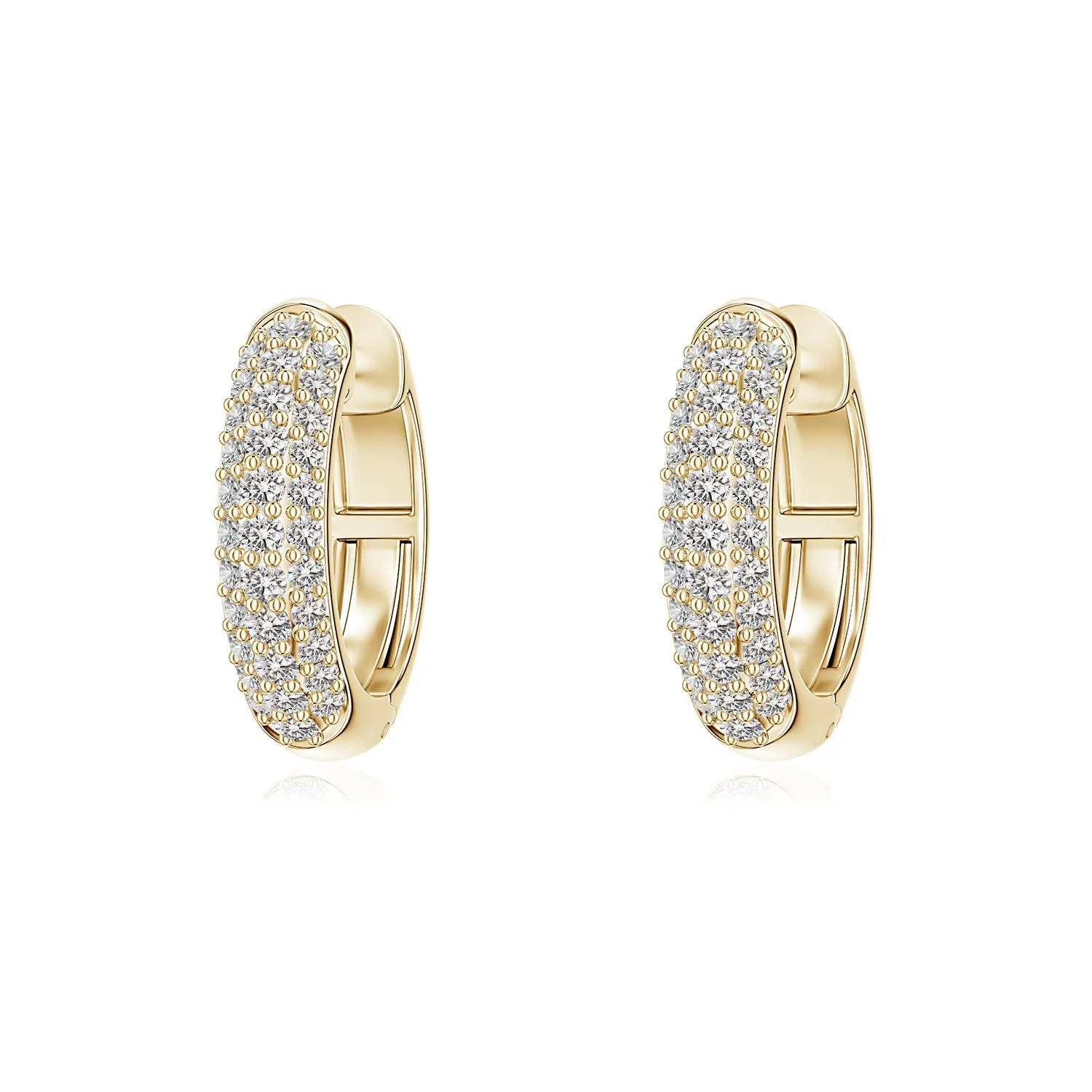 0.49 CTW Channel-Set Round Diamond Tapered Hoop Earrings in 14K Yellow Gold - Image 5