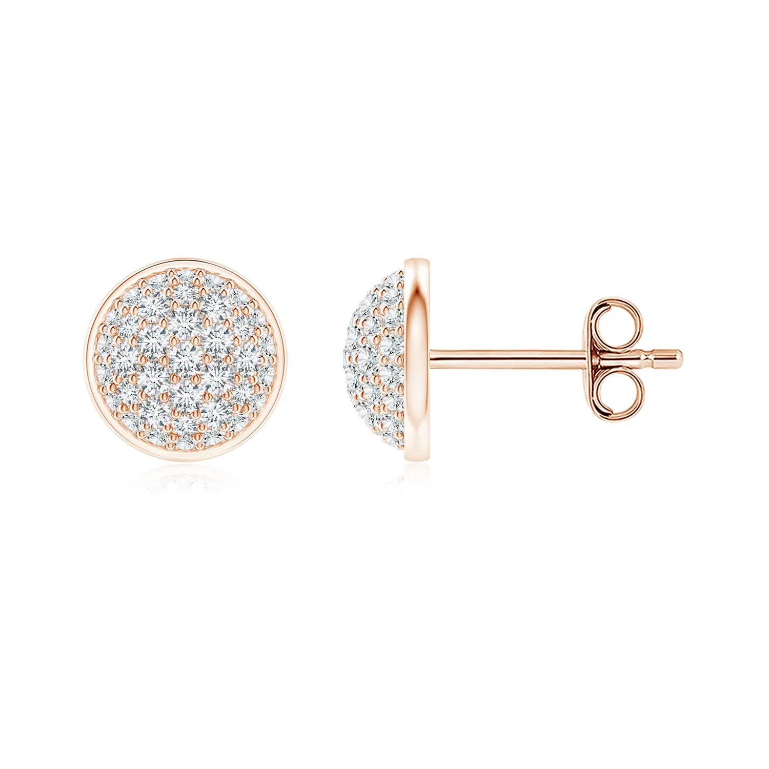 0.5 CTW Spiral-Framed Diamond Solitaire Stud Earrings in 18K Rose Gold - Image 2