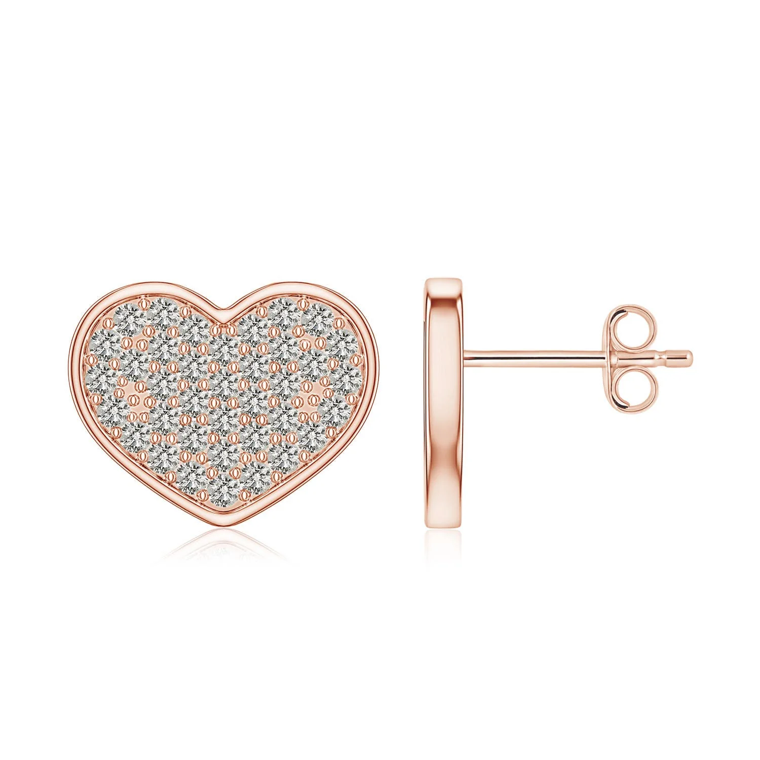 0.65 CTW Solitaire Round Diamond Heart Stud Earrings in 18K Rose Gold - Image 7