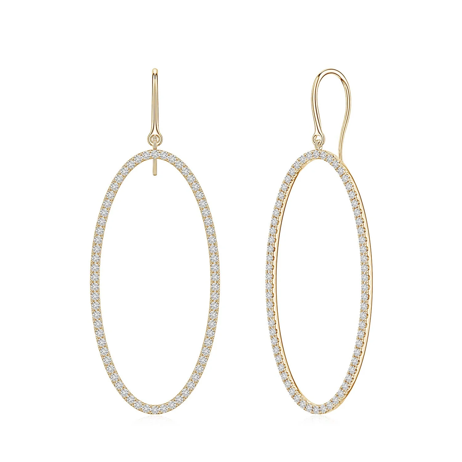 0.72 CTW Diamond Lattice Drop Hoop Earrings in 18K Yellow Gold - Image 3