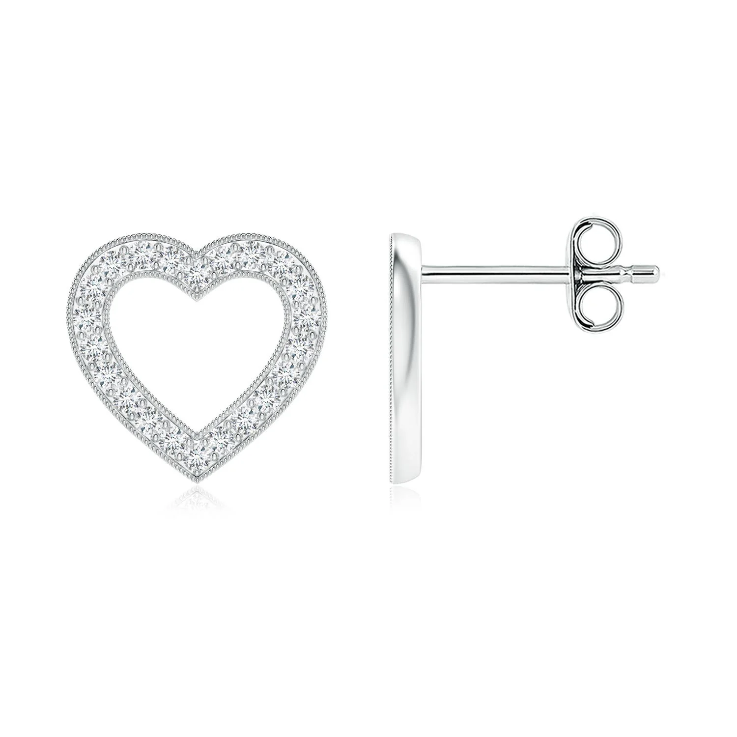 2.5 MM Solitaire Emerald Open Heart Studs with Diamonds in 18K Yellow Gold - Image 6